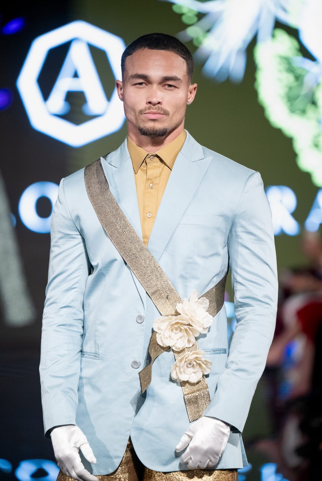 LOS ANGELES, CALIFORNIA - MARCH 13: A model walks the runway at the Angelo Estera show during Los Angeles Fashion Week Powered By Art Hearts Fashion at The Majestic on March 13, 2026 in Los Angeles, California. (Photo by Mark Gunter/Getty Images for Art Hearts Fashion)