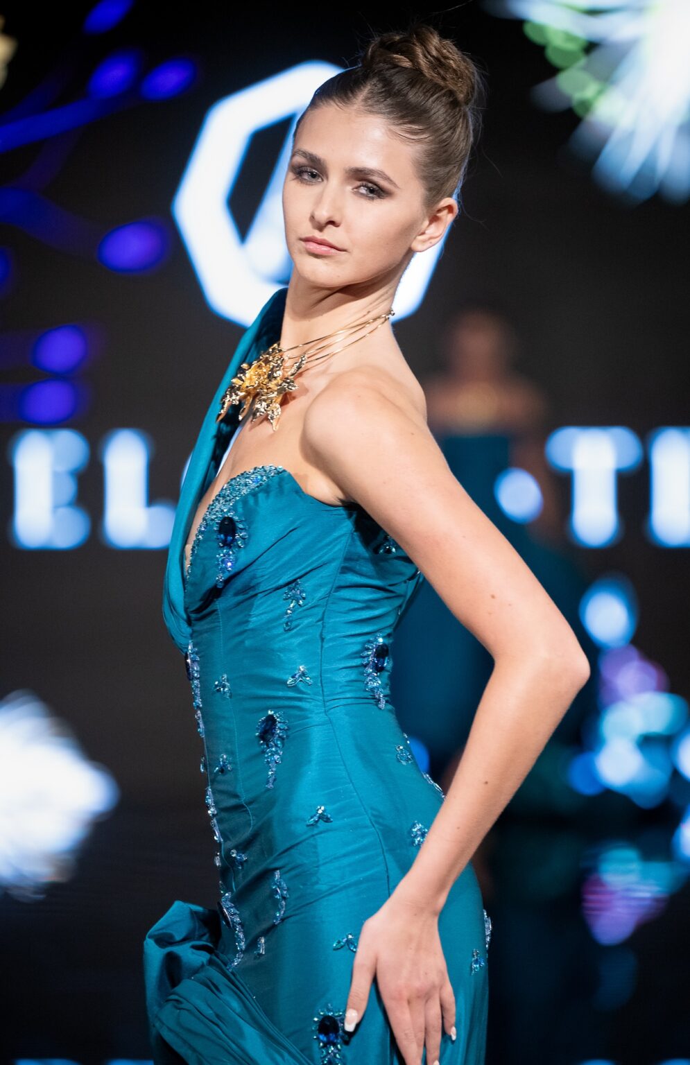 LOS ANGELES, CALIFORNIA - MARCH 13: A model walks the runway at the Angelo Estera show during Los Angeles Fashion Week Powered By Art Hearts Fashion at The Majestic on March 13, 2026 in Los Angeles, California. (Photo by Mark Gunter/Getty Images for Art Hearts Fashion)
