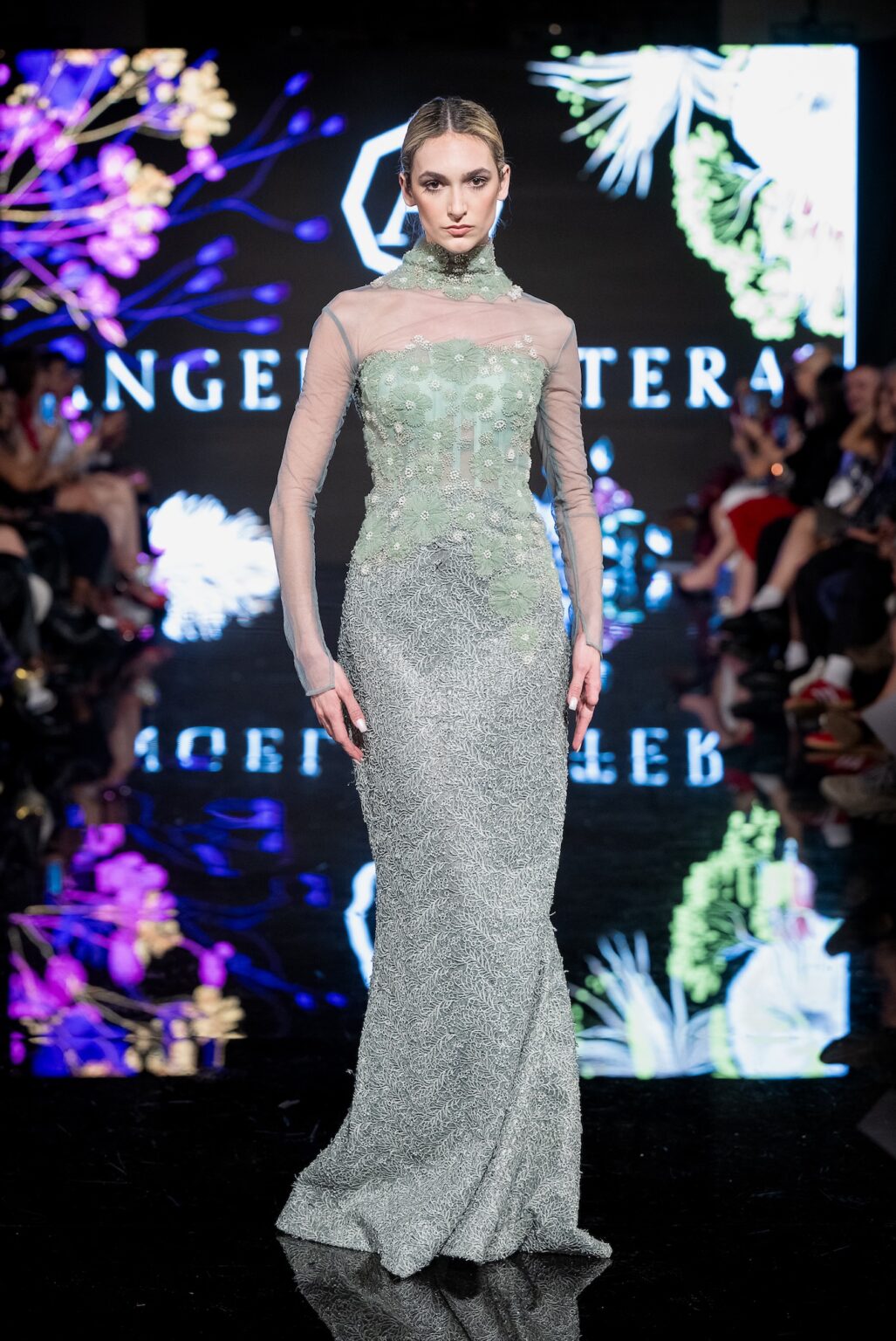 LOS ANGELES, CALIFORNIA - MARCH 13: A model walks the runway at the Angelo Estera show during Los Angeles Fashion Week Powered By Art Hearts Fashion at The Majestic on March 13, 2026 in Los Angeles, California. (Photo by Mark Gunter/Getty Images for Art Hearts Fashion)