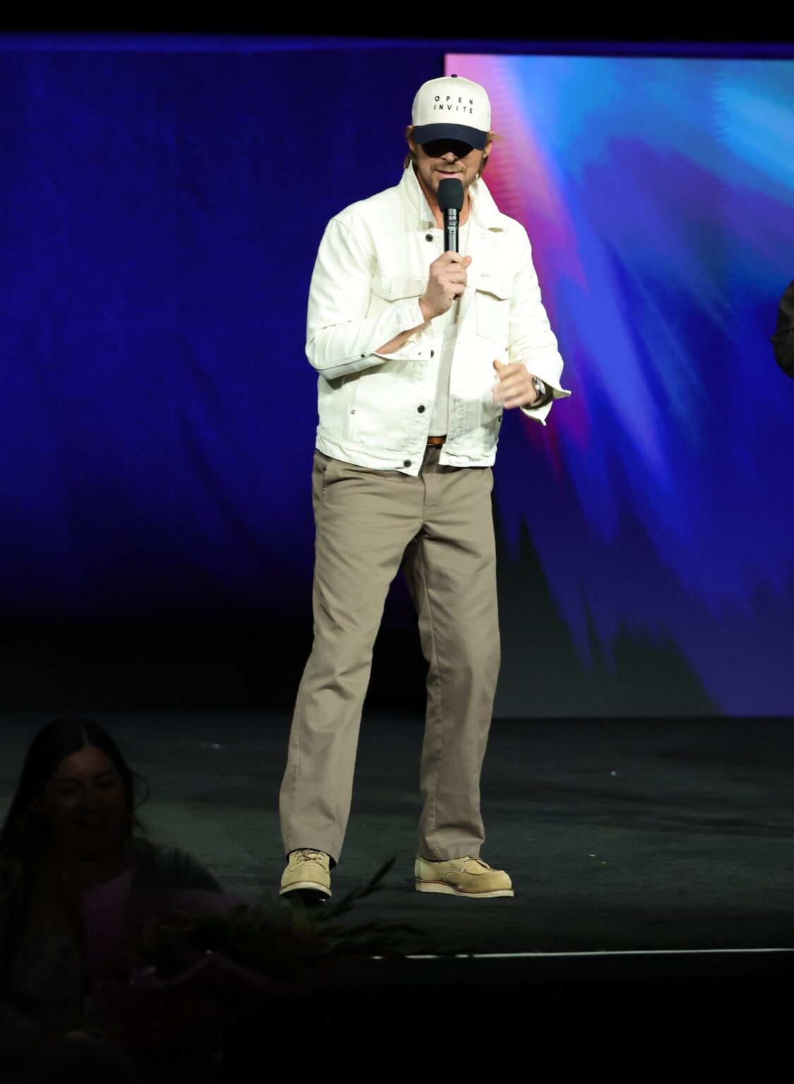 LAS VEGAS, NEVADA - APRIL 15: Ryan Gosling from "Project Hail Mary" at the Amazon MGM Studios' CinemaCon 2026 Presentation at The Colosseum at Caesars Palace on April 15, 2026 in Las Vegas, Nevada. (Photo by Stewart Cook/Amazon MGM Studios via Getty Images)