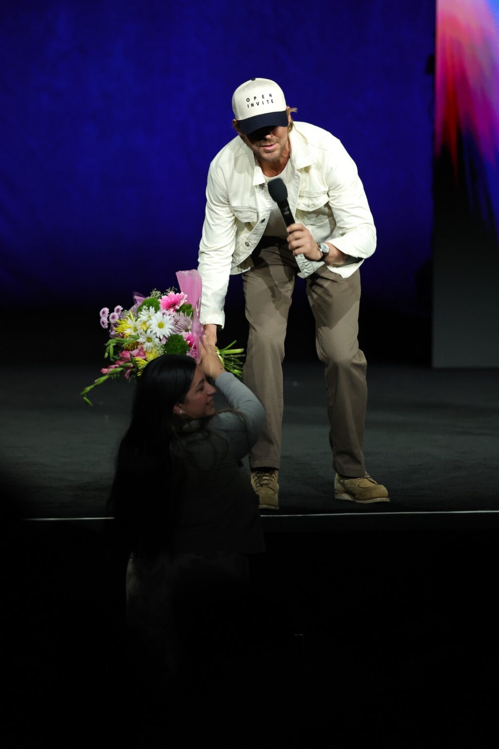 LAS VEGAS, NEVADA - APRIL 15: Ryan Gosling from "Project Hail Mary" at the Amazon MGM Studios' CinemaCon 2026 Presentation at The Colosseum at Caesars Palace on April 15, 2026 in Las Vegas, Nevada. (Photo by Stewart Cook/Amazon MGM Studios via Getty Images)