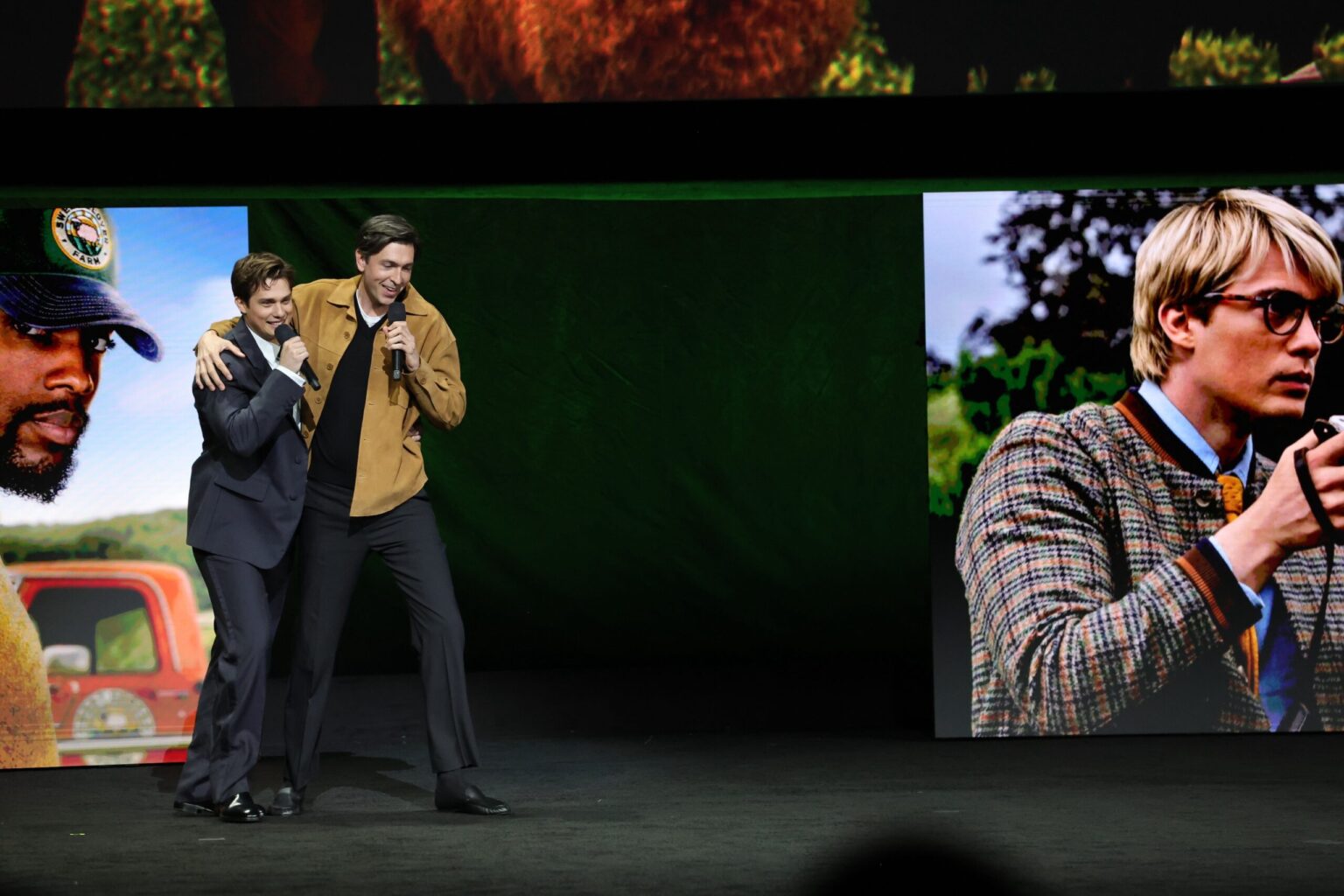 LAS VEGAS, NEVADA - APRIL 15: Nicholas Galitzine (L) and Nicholas Braun from "The Sheep Detectives" at the Amazon MGM Studios' CinemaCon 2026 Presentation at The Colosseum at Caesars Palace on April 15, 2026 in Las Vegas, Nevada. (Photo by Stewart Cook/Amazon MGM Studios via Getty Images)
