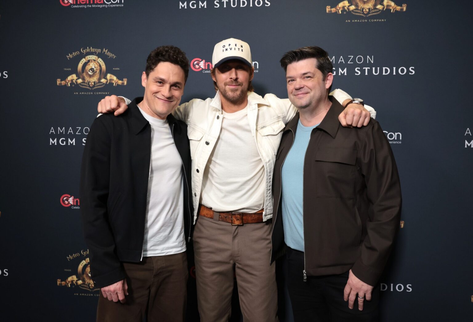 LAS VEGAS, NEVADA - APRIL 15: (L-R) Phil Lord, Ryan Gosling and Christopher Miller rom "Project Hail Mary" at the Amazon MGM Studios' CinemaCon 2026 Presentation at The Colosseum at Caesars Palace on April 15, 2026 in Las Vegas, Nevada. (Photo by Eric Charbonneau/Amazon MGM Studios via Getty Images)