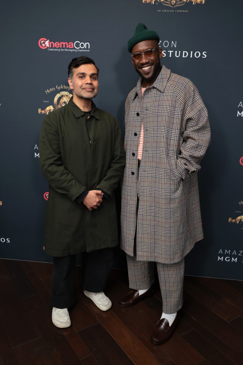 LAS VEGAS, NEVADA - APRIL 15: Bassam Tariq (L) and Mahershala Ali from "Your Mother Your Mother Your Mother" at the Amazon MGM Studios' CinemaCon 2026 Presentation at The Colosseum at Caesars Palace on April 15, 2026 in Las Vegas, Nevada. (Photo by Eric Charbonneau/Amazon MGM Studios via Getty Images)