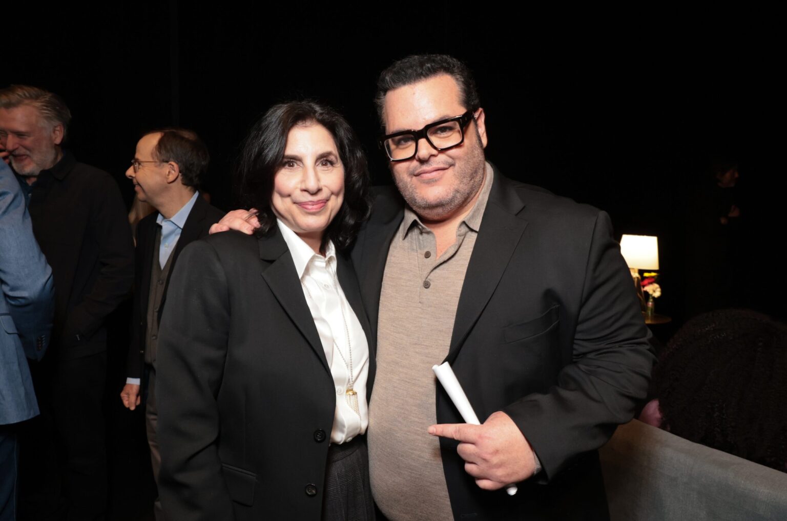 LAS VEGAS, NEVADA - APRIL 15: Sue Kroll, Head of Marketing, Amazon MGM Studios, (L) andJosh Gad from "Spaceballs: The New One" at the Amazon MGM Studios' CinemaCon 2026 Presentation at The Colosseum at Caesars Palace on April 15, 2026 in Las Vegas, Nevada. (Photo by Eric Charbonneau/Amazon MGM Studios via Getty Images)