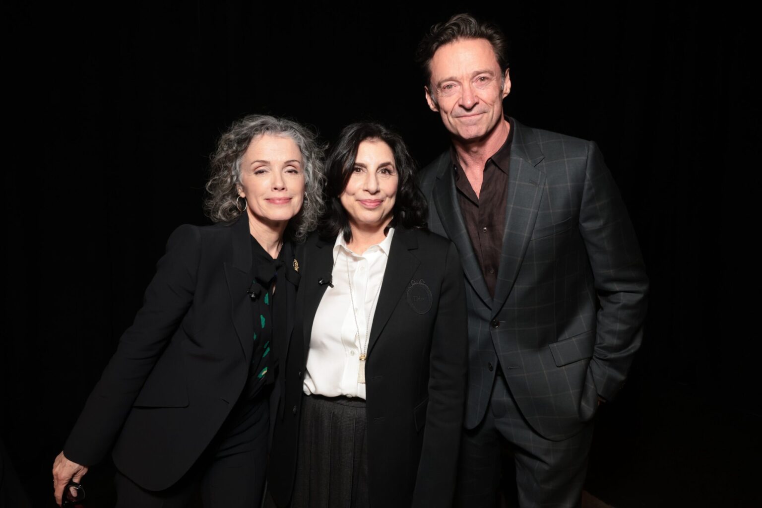 LAS VEGAS, NEVADA - APRIL 15: (L-R) Courtenay Valenti, Head of Film, Streaming, and Theatrical, Amazon MGM Studios, Sue Kroll, Head of Marketing, Amazon MGM Studios, and Hugh Jackman from "The Sheep Detectives" at the Amazon MGM Studios' CinemaCon 2026 Presentation at The Colosseum at Caesars Palace on April 15, 2026 in Las Vegas, Nevada. (Photo by Eric Charbonneau/Amazon MGM Studios via Getty Images)