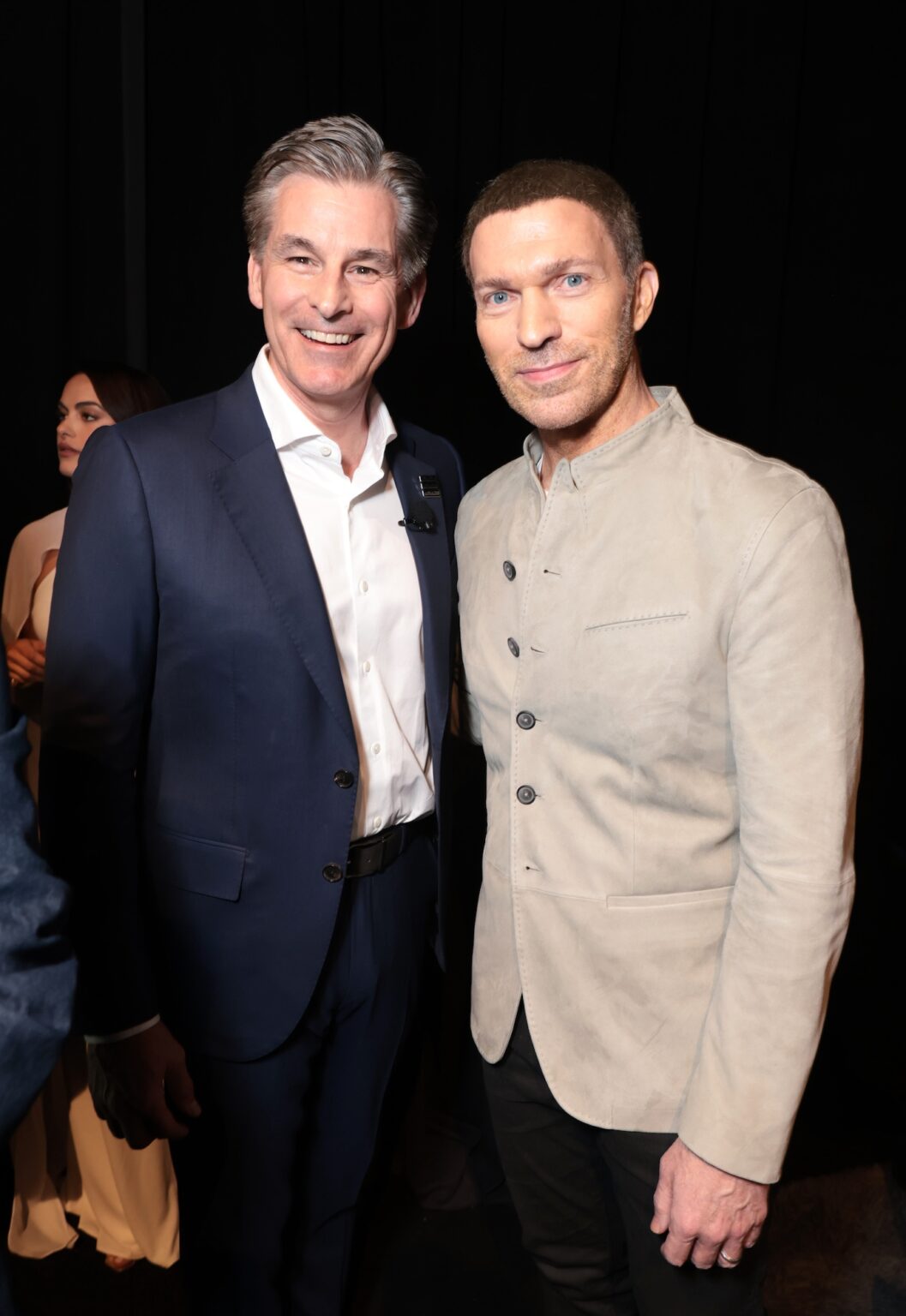 LAS VEGAS, NEVADA - APRIL 15: Mike Hopkins, Head of Prime Video and Amazon MGM Studios, (L) and Travis Knight from "Masters of the Universe" at the Amazon MGM Studios' CinemaCon 2026 Presentation at The Colosseum at Caesars Palace on April 15, 2026 in Las Vegas, Nevada. (Photo by Eric Charbonneau/Amazon MGM Studios via Getty Images)