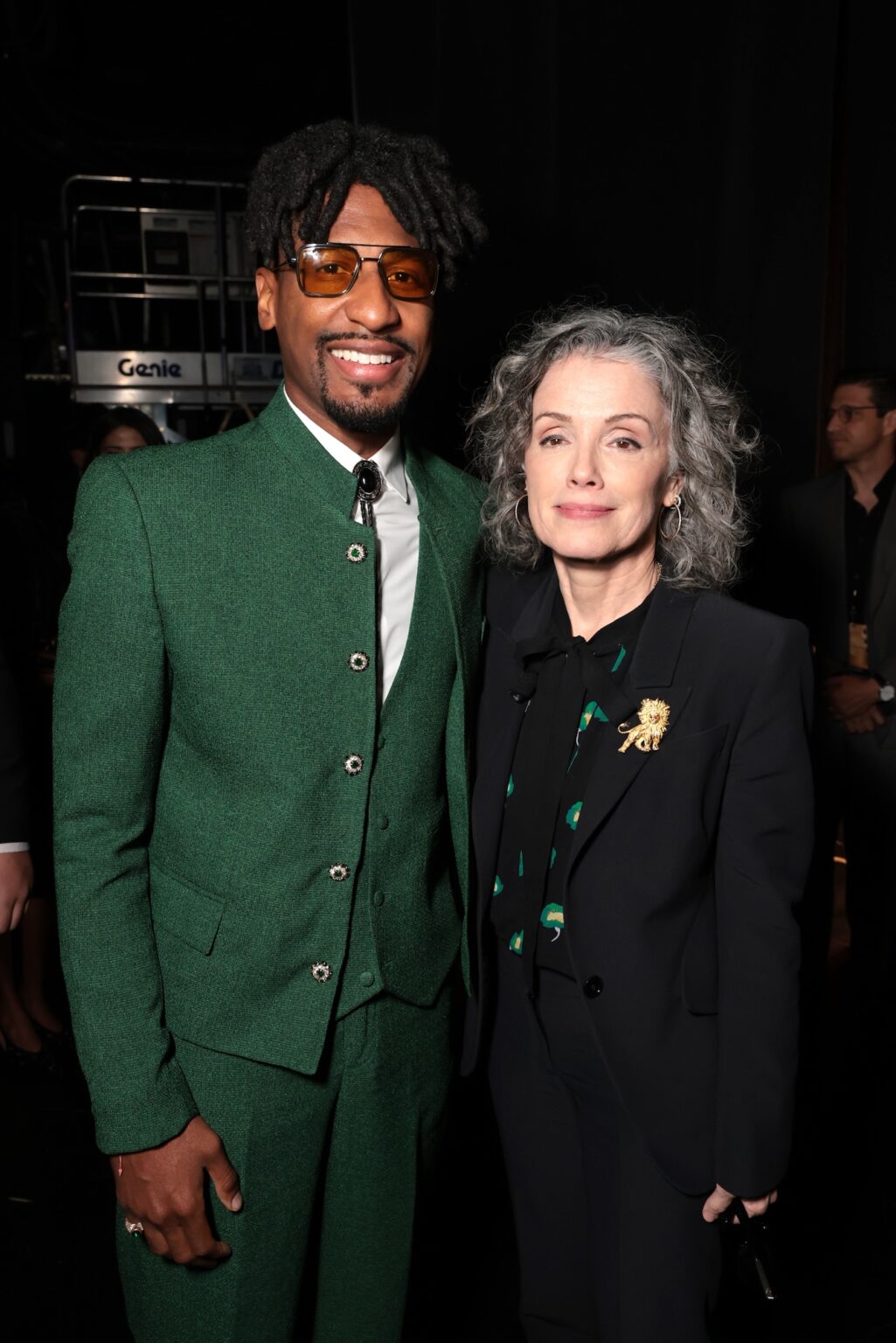 LAS VEGAS, NEVADA - APRIL 15: Jon Batiste from "The Thomas Crown Affair" (L) and Courtenay Valenti, Head of Film, Streaming, and Theatrical at Amazon MGM Studios, at the Amazon MGM Studios' CinemaCon 2026 Presentation at The Colosseum at Caesars Palace on April 15, 2026 in Las Vegas, Nevada. (Photo by Eric Charbonneau/Amazon MGM Studios via Getty Images)