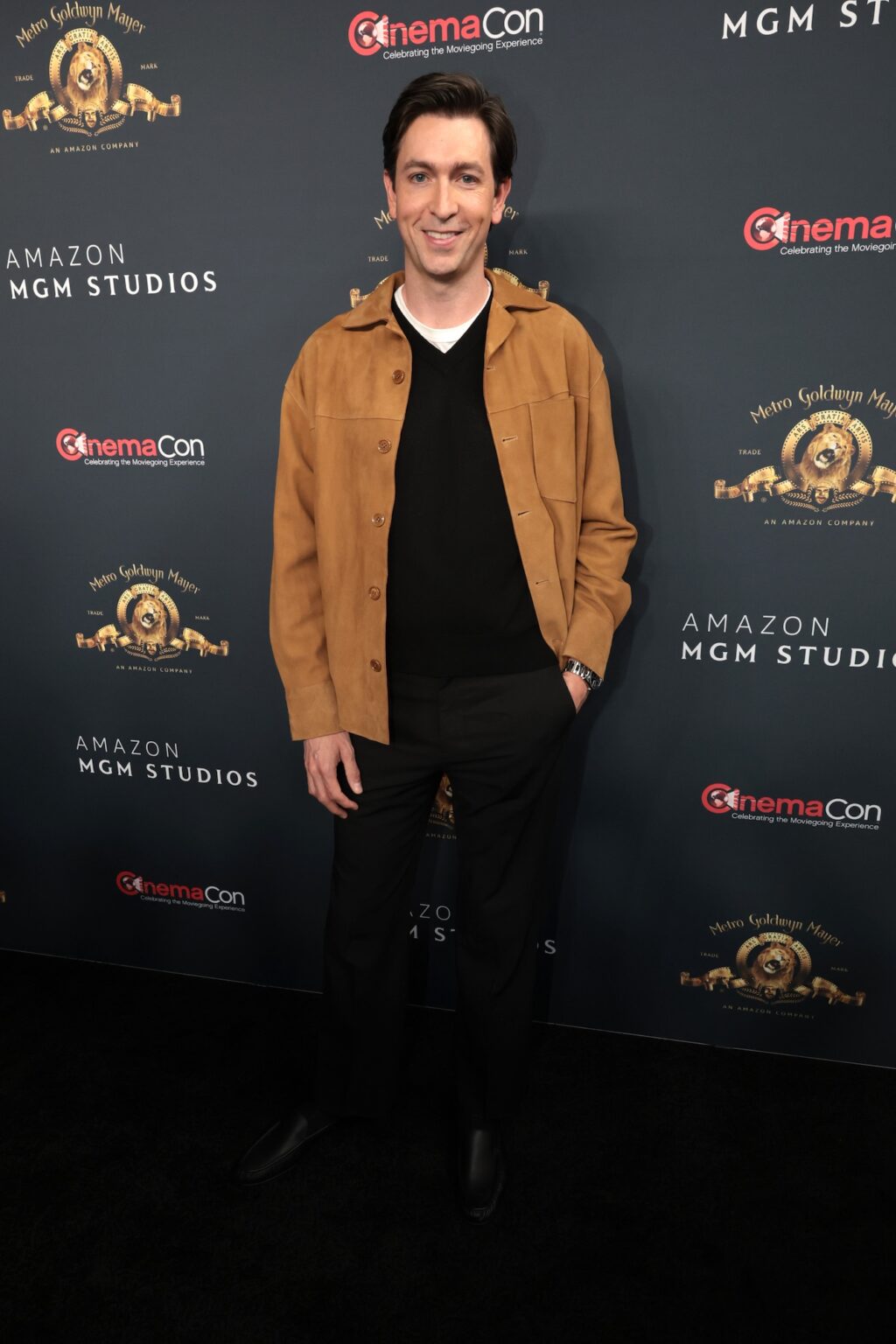 LAS VEGAS, NEVADA - APRIL 15: Nicholas Braun from "The Sheep Detectives" at the Amazon MGM Studios' CinemaCon 2026 Presentation at The Colosseum at Caesars Palace on April 15, 2026 in Las Vegas, Nevada. (Photo by Eric Charbonneau/Amazon MGM Studios via Getty Images)