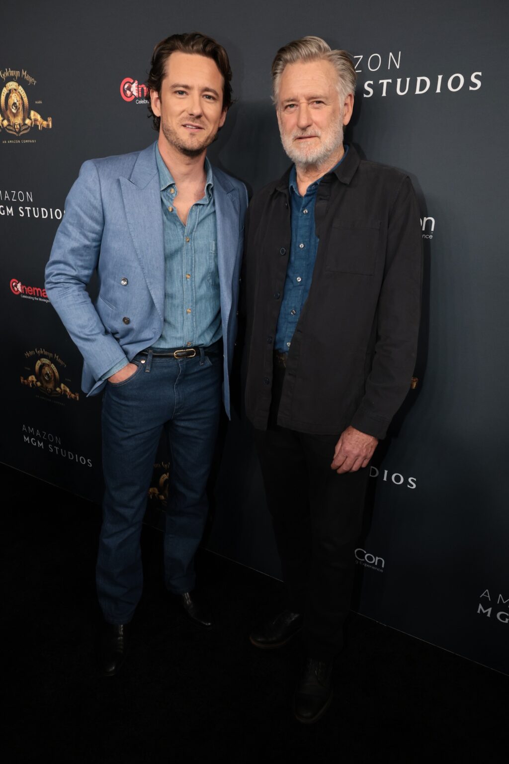 LAS VEGAS, NEVADA - APRIL 15: Lewis Pullman (L) and Bill Pullman from "Spaceballs: The New One" at the Amazon MGM Studios' CinemaCon 2026 Presentation at The Colosseum at Caesars Palace on April 15, 2026 in Las Vegas, Nevada. (Photo by Eric Charbonneau/Amazon MGM Studios via Getty Images)