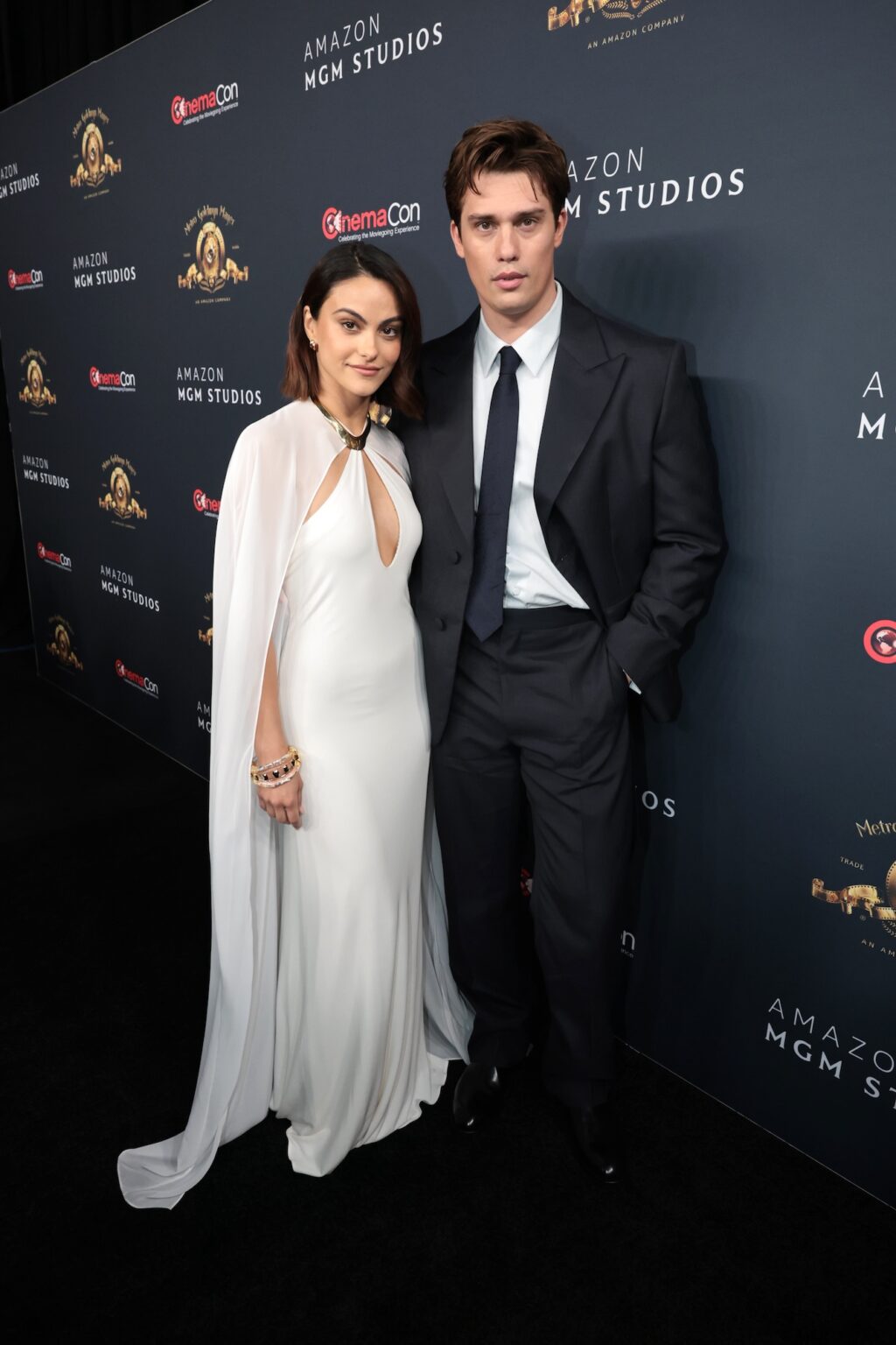 LAS VEGAS, NEVADA - APRIL 15: Camila Mendes (L) and Nicholas Galitzine from "Masters of the Universe" at the Amazon MGM Studios' CinemaCon 2026 Presentation at The Colosseum at Caesars Palace on April 15, 2026 in Las Vegas, Nevada. (Photo by Eric Charbonneau/Amazon MGM Studios via Getty Images)
