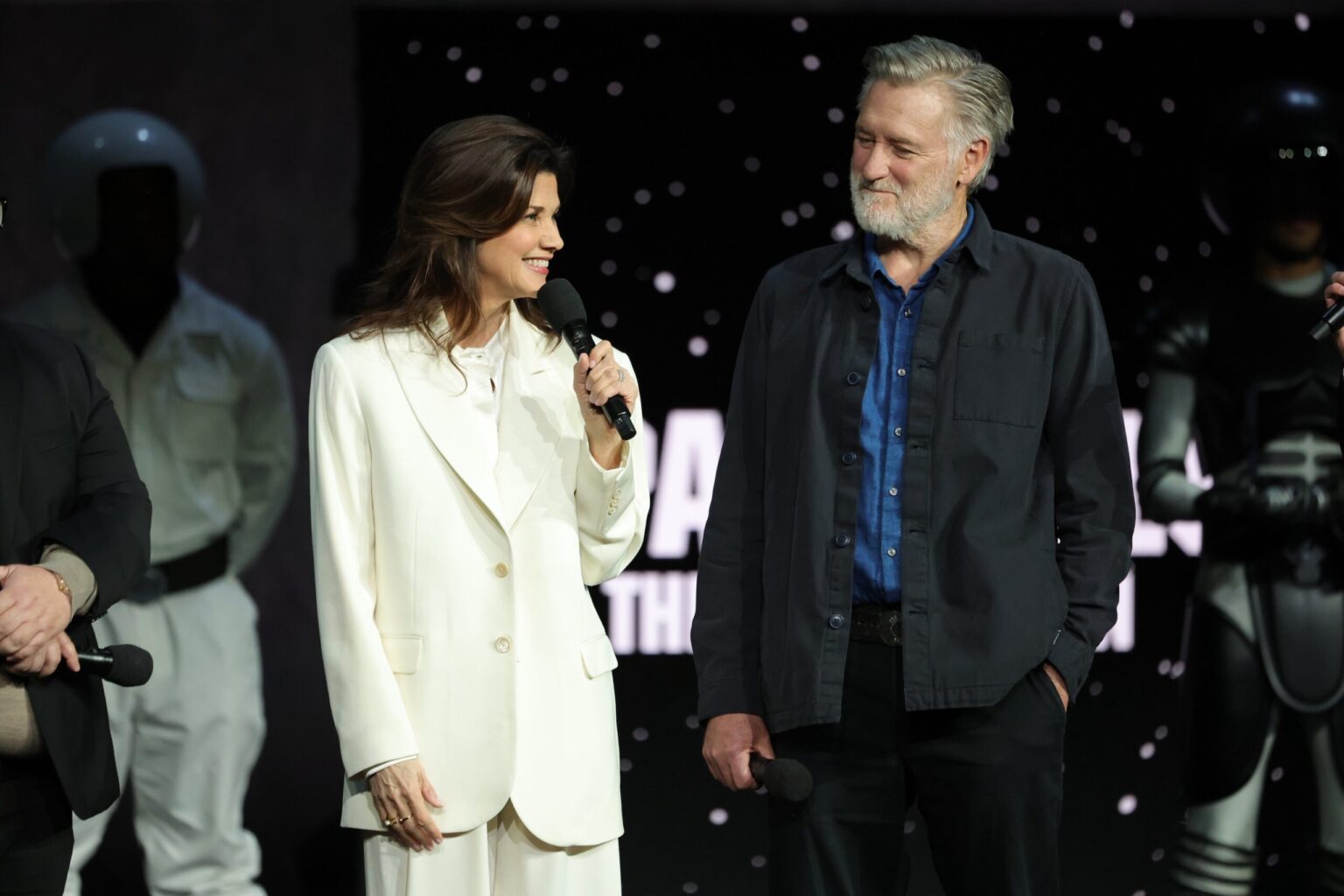 LAS VEGAS, NEVADA - APRIL 15: Daphne Zuniga (L) and Bill Pullman from "Spaceballs The New One" at the Amazon MGM Studios' CinemaCon 2026 Presentation at The Colosseum at Caesars Palace on April 15, 2026 in Las Vegas, Nevada. (Photo by Stewart Cook/Amazon MGM Studios via Getty Images)