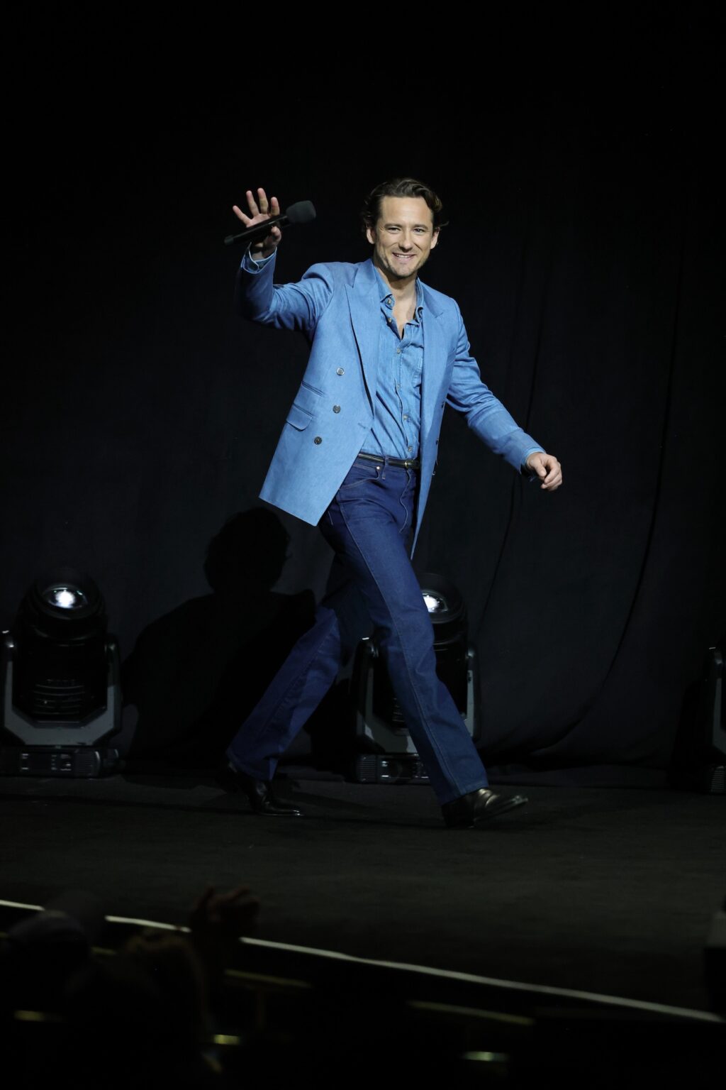 LAS VEGAS, NEVADA - APRIL 15: Lewis Pullman from "Spaceballs The New One" at the Amazon MGM Studios' CinemaCon 2026 Presentation at The Colosseum at Caesars Palace on April 15, 2026 in Las Vegas, Nevada. (Photo by Stewart Cook/Amazon MGM Studios via Getty Images)