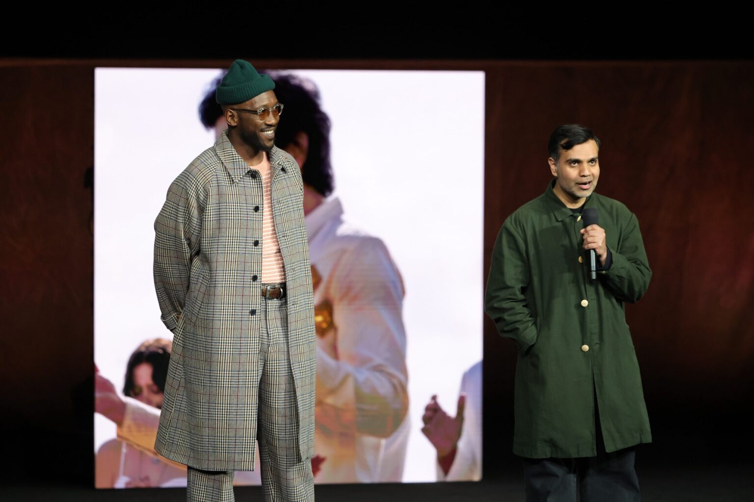 LAS VEGAS, NEVADA - APRIL 15: Mahershala Ali (L) and Bassam Tariq from "Your Mother Your Mother Your Mother" at the Amazon MGM Studios' CinemaCon 2026 Presentation at The Colosseum at Caesars Palace on April 15, 2026 in Las Vegas, Nevada. (Photo by Stewart Cook/Amazon MGM Studios via Getty Images)