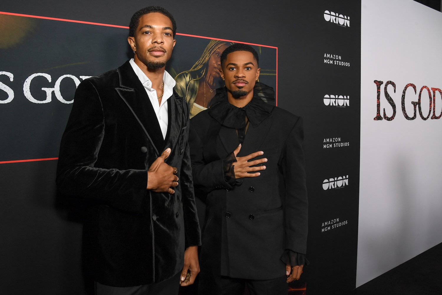Xavier Mills and Justen Ross attend Amazon MGM Studios "Is God Is" New York Premiere at BAM! on Monday, April 27, 2026 in New York City.
