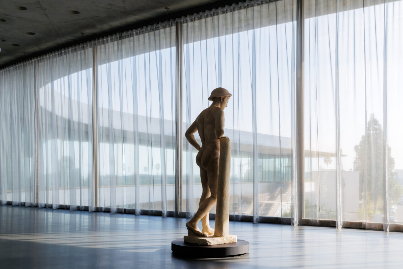 Image credit: View southeast from exhibition level with The Bateman Mercury (2nd-century copy after a Greek original of the 4th century BCE), David Geffen Galleries at LACMA, photo © Iwan Baan