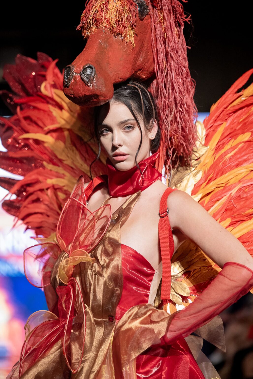 LOS ANGELES, CALIFORNIA - MARCH 13: A model walks the runway at the Marina Safina show during Los Angeles Fashion Week Powered By Art Hearts Fashion at The Majestic on March 13, 2026 in Los Angeles, California. (Photo by Mark Gunter/Getty Images for Art Hearts Fashion)
