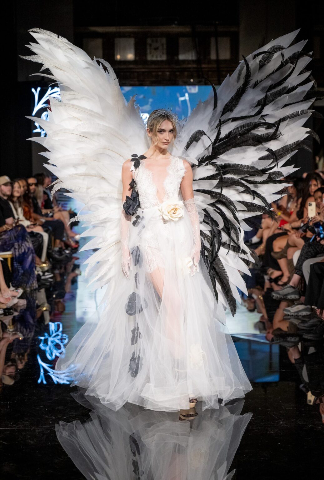 LOS ANGELES, CALIFORNIA - MARCH 13: A model walks the runway at the Marina Safina show during Los Angeles Fashion Week Powered By Art Hearts Fashion at The Majestic on March 13, 2026 in Los Angeles, California. (Photo by Mark Gunter/Getty Images for Art Hearts Fashion)