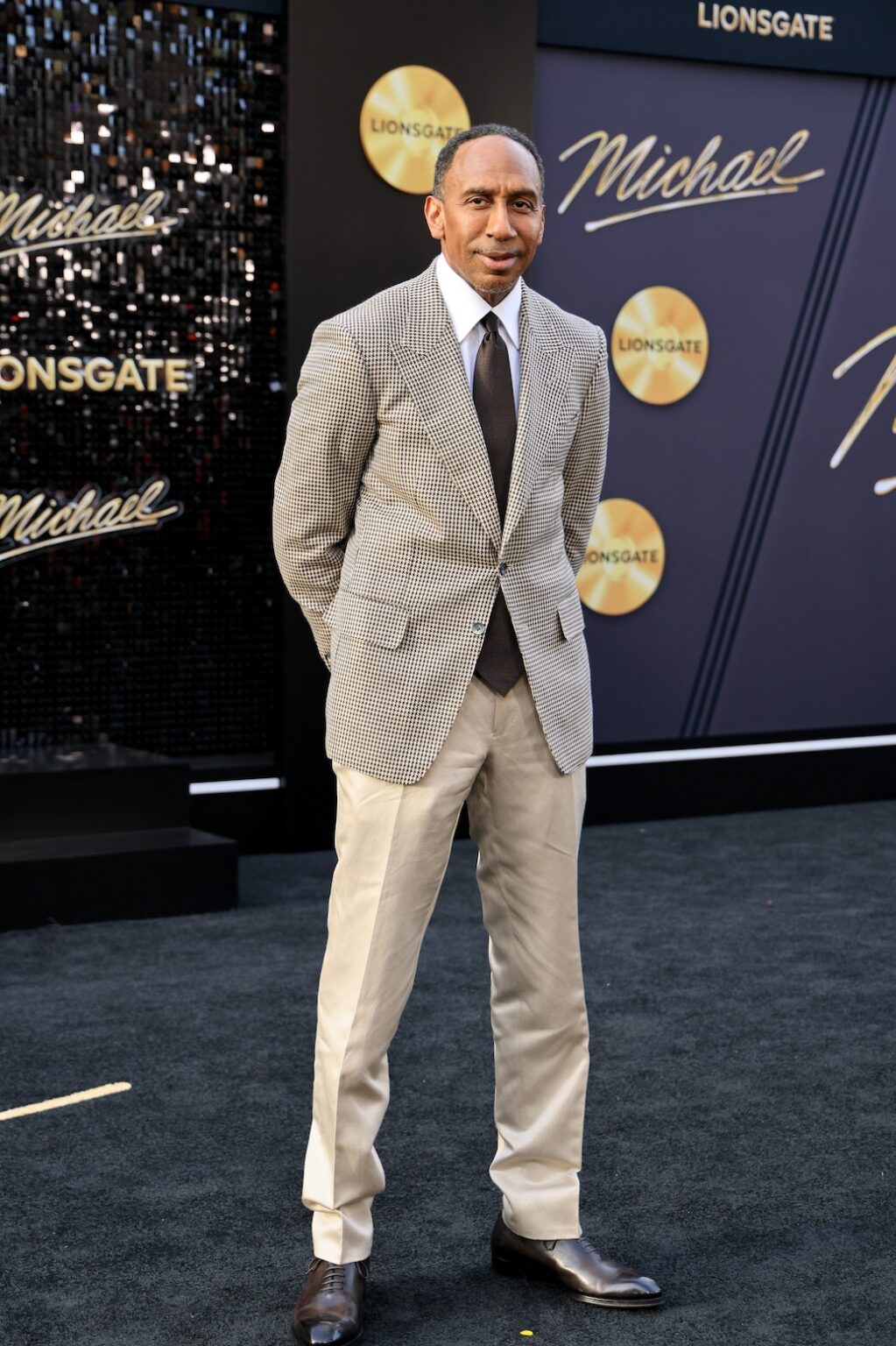 LOS ANGELES, CALIFORNIA - APRIL 20: Stephen A. Smith attends Lionsgate's "Michael" Los Angeles premiere at Dolby Theatre on April 20, 2026 in Los Angeles, California. (Photo by Savion Washington/Getty Images for Lionsgate)