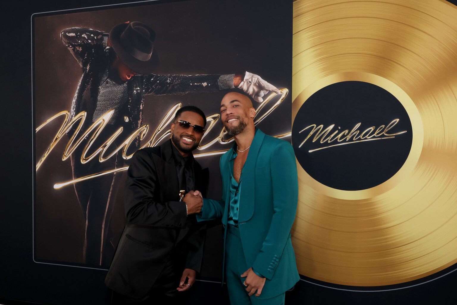 LOS ANGELES, CALIFORNIA - APRIL 20: (L-R) Larenz Tate and Kendrick Sampson attend Lionsgate's "Michael" Los Angeles premiere at Dolby Theatre on April 20, 2026 in Los Angeles, California. (Photo by Kevin Mazur/Getty Images for Lionsgate)