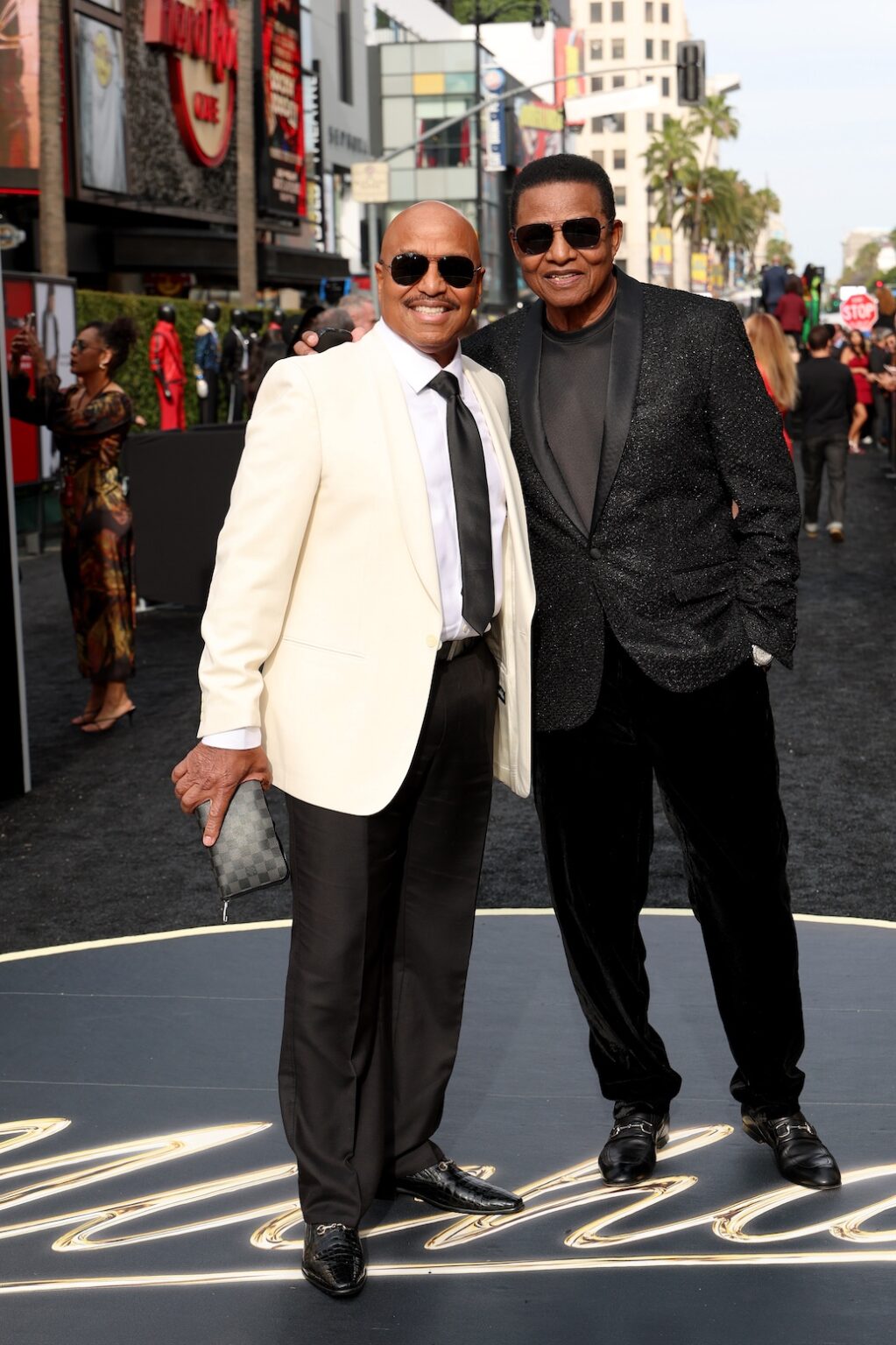 LOS ANGELES, CALIFORNIA - APRIL 20: (L-R) Marlon Jackson and Jackie Jackson attend Lionsgate's "Michael" Los Angeles premiere at Dolby Theatre on April 20, 2026 in Los Angeles, California. (Photo by Kevin Mazur/Getty Images for Lionsgate)
