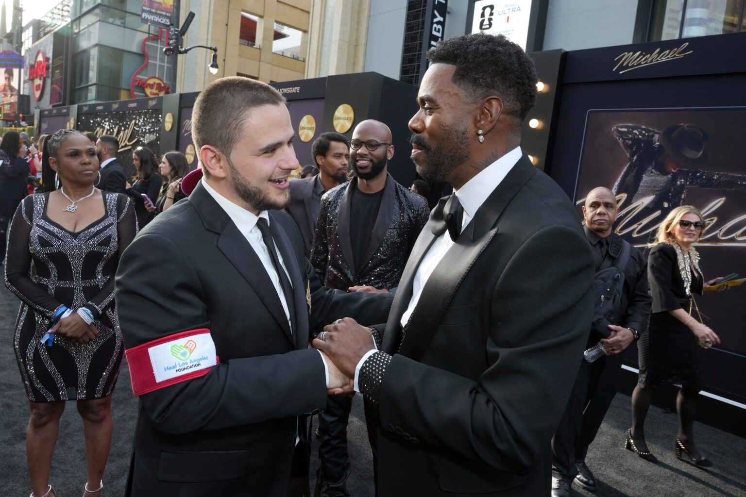 LOS ANGELES, CALIFORNIA - APRIL 20: (L-R) Prince Jackson and Colman Domingo attend Lionsgate's "Michael" Los Angeles premiere at Dolby Theatre on April 20, 2026 in Los Angeles, California. (Photo by Gonzalo Marroquin/Getty Images for Lionsgate)