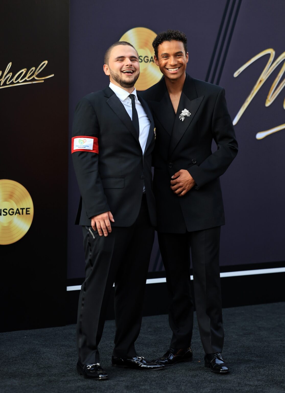LOS ANGELES, CALIFORNIA - APRIL 20: (L-R) Prince Jackson and Jaafar Jackson attend Lionsgate's "Michael" Los Angeles premiere at Dolby Theatre on April 20, 2026 in Los Angeles, California. (Photo by Savion Washington/Getty Images for Lionsgate)