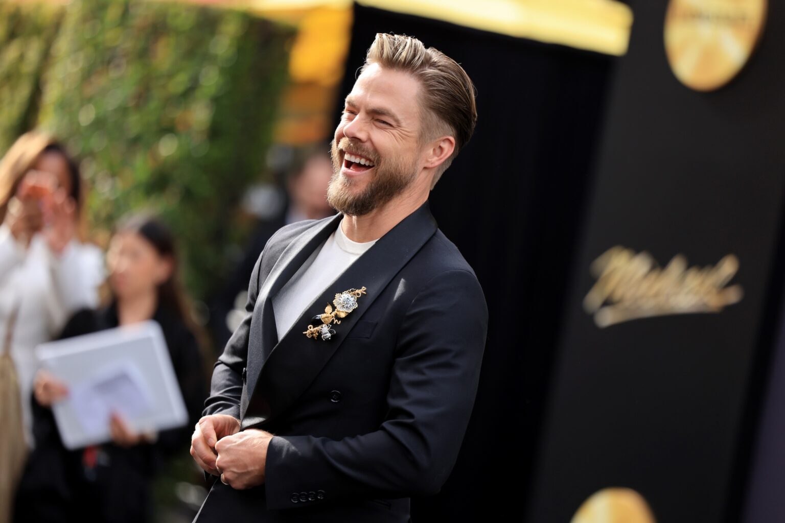 LOS ANGELES, CALIFORNIA - APRIL 20: Derek Hough attends Lionsgate's "Michael" Los Angeles premiere at Dolby Theatre on April 20, 2026 in Los Angeles, California. (Photo by Savion Washington/Getty Images for Lionsgate)