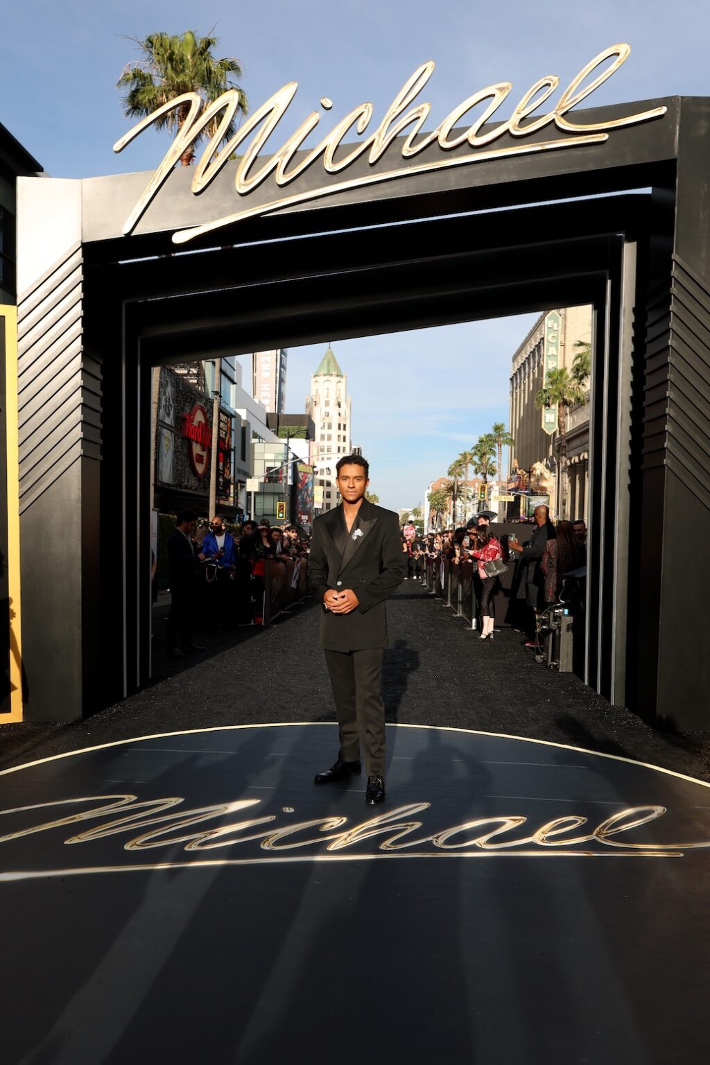 LOS ANGELES, CALIFORNIA - APRIL 20: Jaafar Jackson attends Lionsgate's "Michael" Los Angeles premiere at Dolby Theatre on April 20, 2026 in Los Angeles, California. (Photo by Kevin Mazur/Getty Images for Lionsgate)