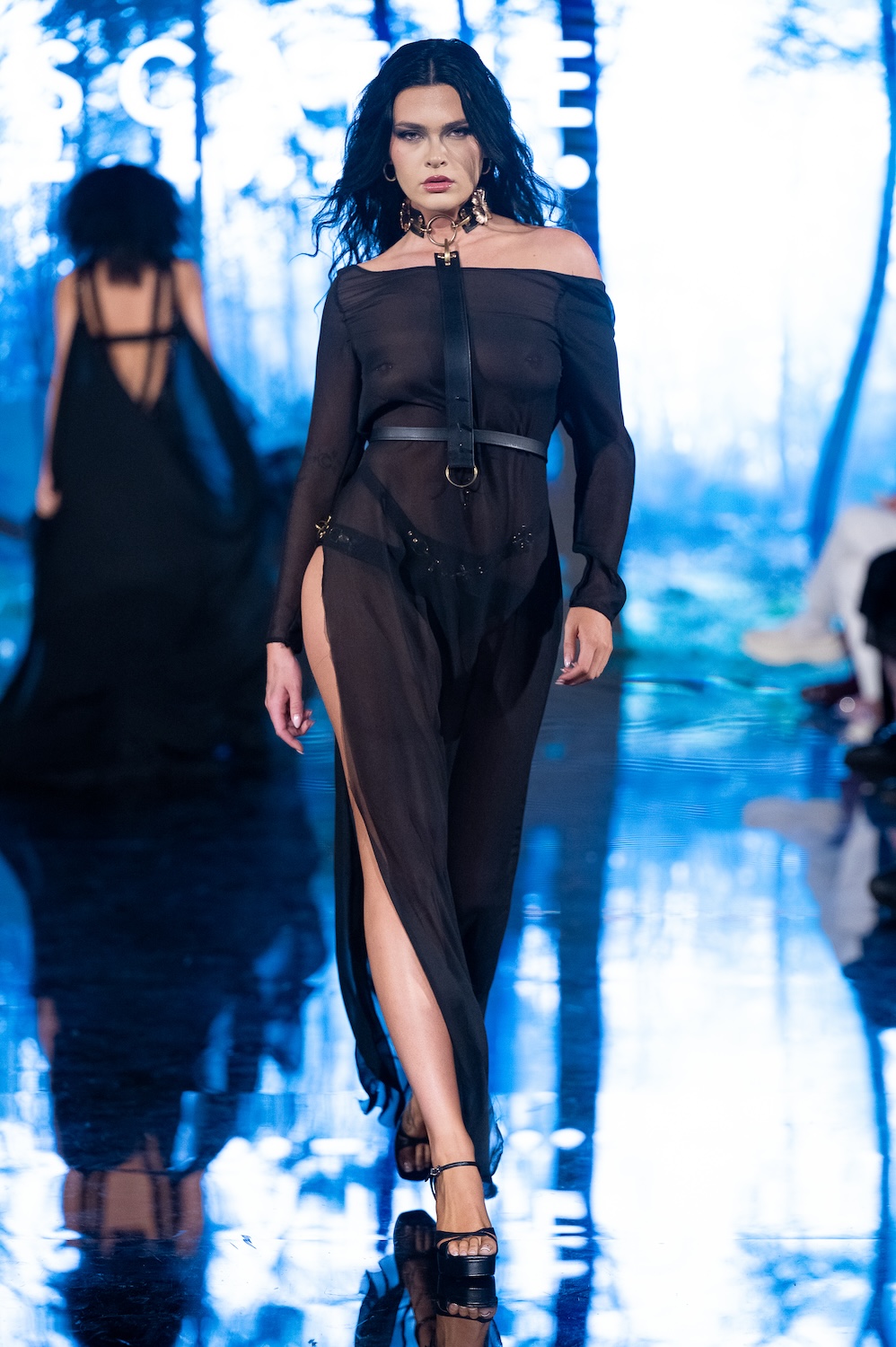 LOS ANGELES, CALIFORNIA - MARCH 13: A model walks the runway at the Scathed Fashion show during Los Angeles Fashion Week Powered By Art Hearts Fashion at The Majestic on March 13, 2026 in Los Angeles, California. (Photo by Mark Gunter/Getty Images for Art Hearts Fashion)