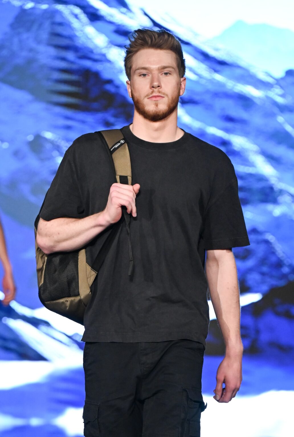 LOS ANGELES, CALIFORNIA - MARCH 13: A model walks the runway at the Swiss Digital Design show during Los Angeles Fashion Week Powered By Art Hearts Fashion at The Majestic on March 13, 2026 in Los Angeles, California. (Photo by Mark Gunter/Getty Images for Art Hearts Fashion)