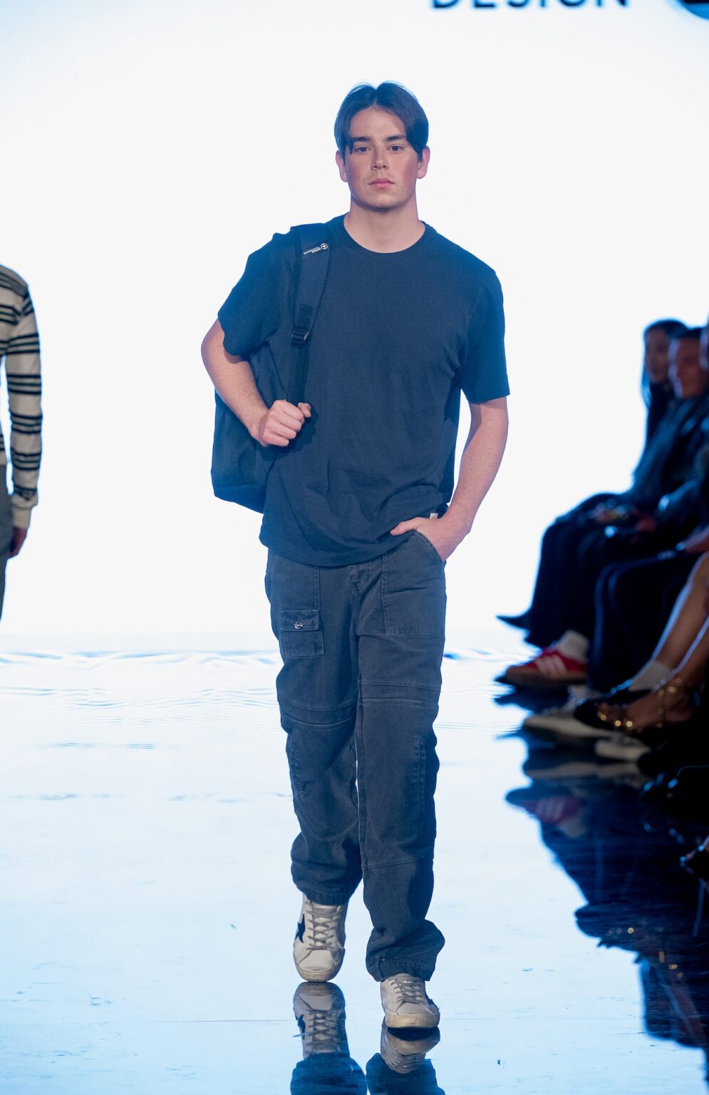 LOS ANGELES, CALIFORNIA - MARCH 13: A model walks the runway at the Swiss Digital Design show during Los Angeles Fashion Week Powered By Art Hearts Fashion at The Majestic on March 13, 2026 in Los Angeles, California. (Photo by Mark Gunter/Getty Images for Art Hearts Fashion)
