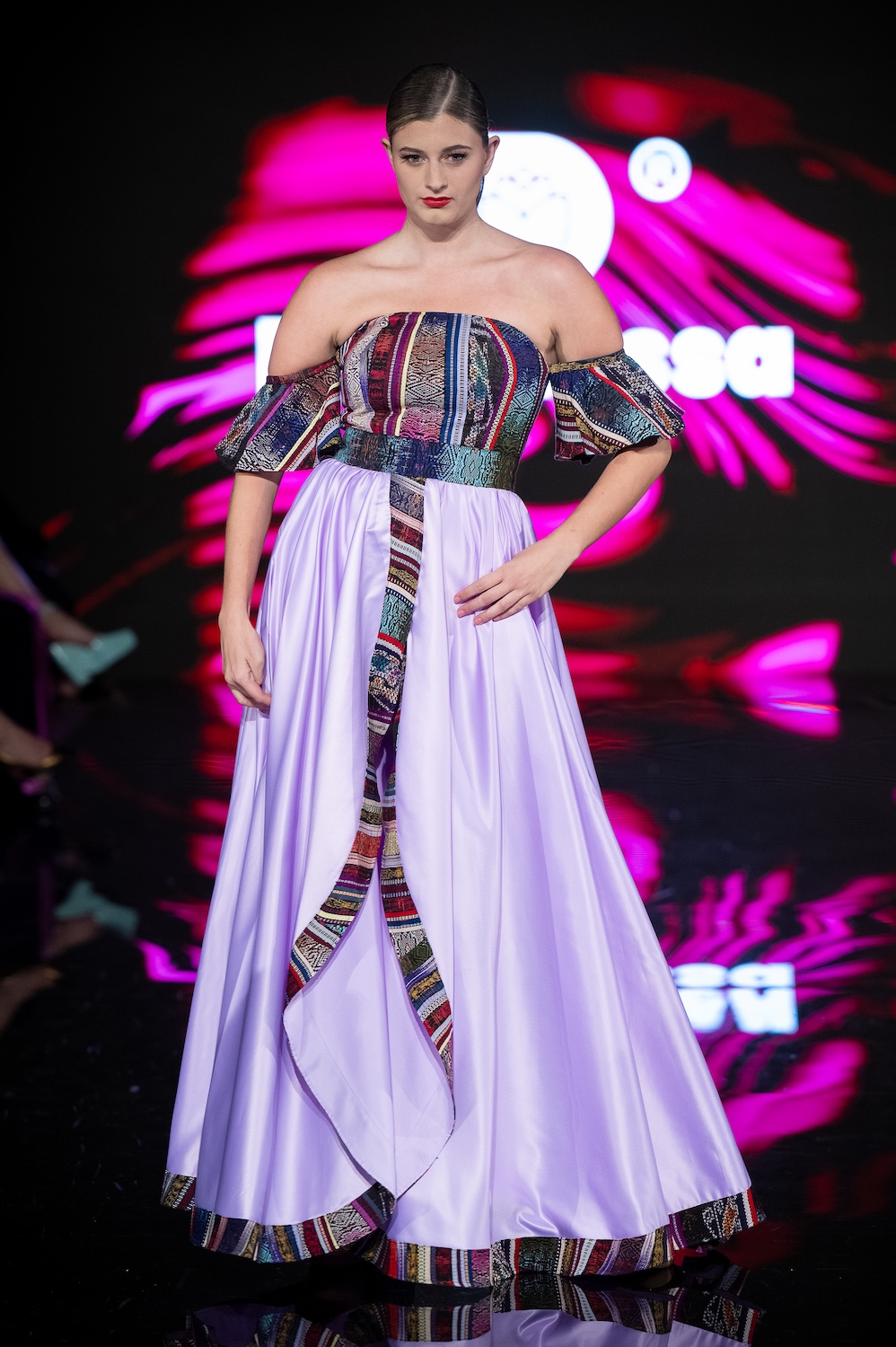 LOS ANGELES, CALIFORNIA - MARCH 14: A model walks the runway at the Textiles D' La Rossa show during Los Angeles Fashion Week Powered By Art Hearts Fashion at The Majestic on March 14, 2026 in Los Angeles, California. (Photo by Mark Gunter/Getty Images for Art Hearts Fashion)
