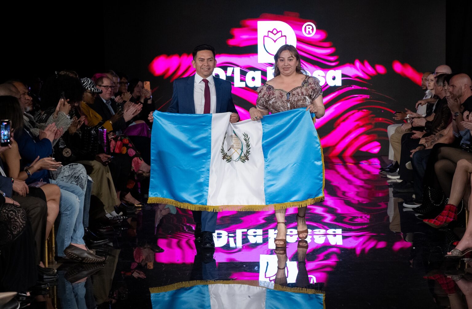 LOS ANGELES, CALIFORNIA - MARCH 14: Designers Alexander Sic and Rosa Tzul walk the runway at the Textiles D' La Rossa show during Los Angeles Fashion Week Powered By Art Hearts Fashion at The Majestic on March 14, 2026 in Los Angeles, California. (Photo by Mark Gunter/Getty Images for Art Hearts Fashion)