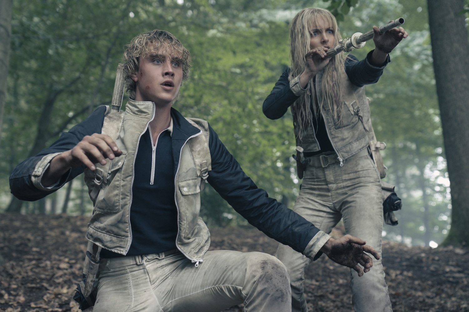 Joseph Zada as Haymitch Abernathy and McKenna Grace as Maysilee Donner in The Hunger Games: Sunrise on the Reaping. Photo Credit: Murray Close