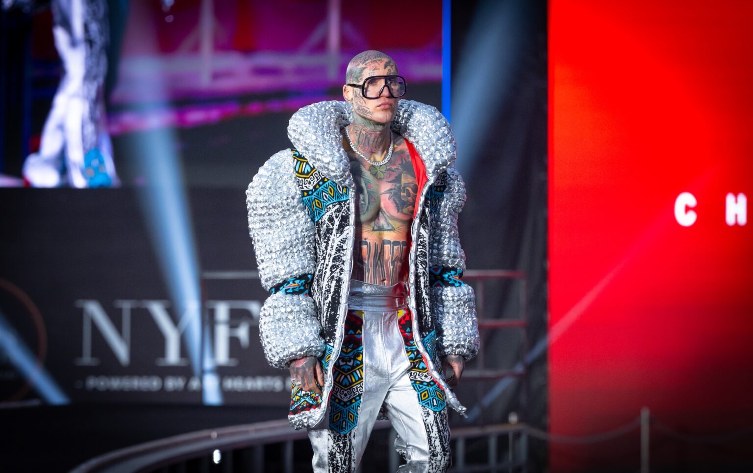 WUXI, CHINA - MARCH 19: Model Damian Zduncxyk walks the runway at the George Styler show during Art Hearts Fashion Wuxi China March 19, 2026 at Smile Square Nianhua Bay on March 19, 2026 in Wuxi Jiangsu Province, China. (Photo by Mark Gunter/Getty Images for Art Hearts Fashion)