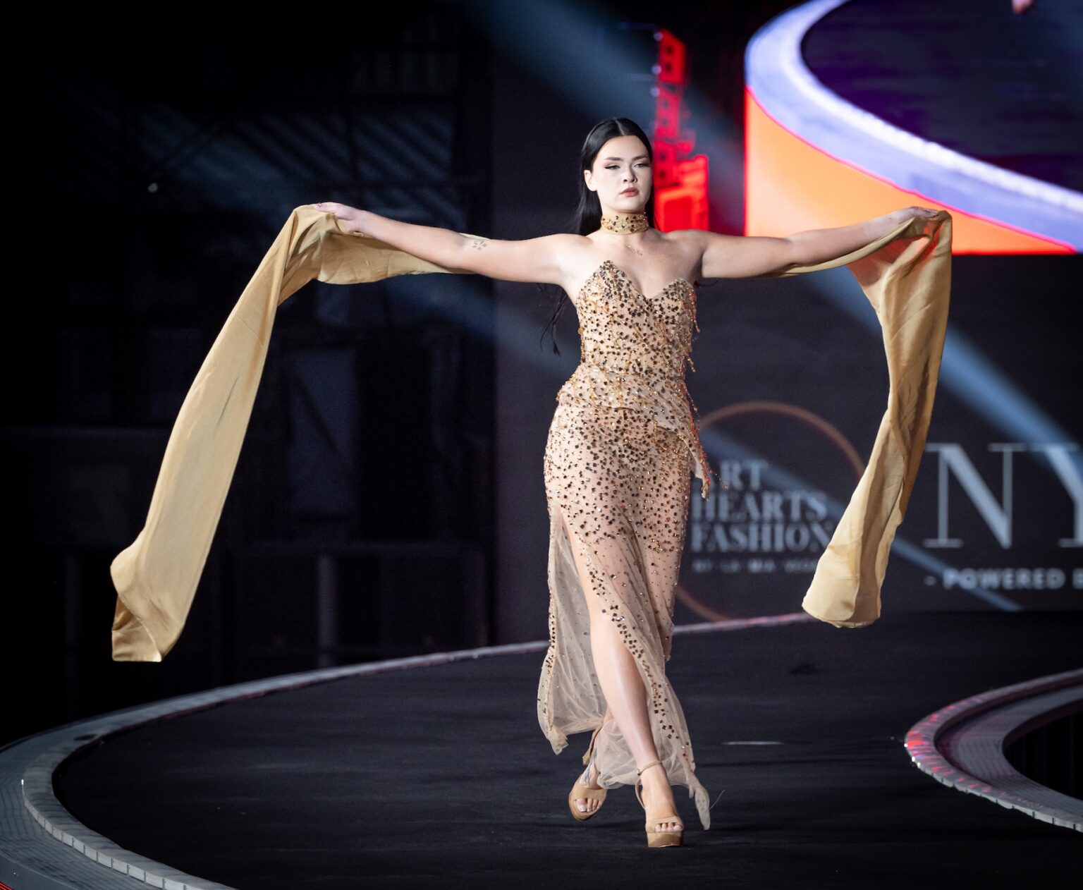 WUXI, CHINA - MARCH 19: Model Finnley Fisher walks the runway at the Will Franco show during Art Hearts Fashion Wuxi China March 19, 2026 at Smile Square Nianhua Bay on March 19, 2026 in Wuxi Jiangsu Province, China. (Photo by Mark Gunter/Getty Images for Art Hearts Fashion)