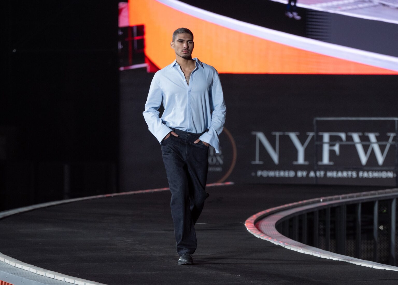 WUXI, CHINA - March 19: Jordan Ransom walks the runway at the Fendi Show during Art Hearts Fashion Wuxi China March 19, 2026 at Smile Square Nianhua Bay on March 19, 2026 in Wuxi Jiangsu Province, China. (Photo by Mark Gunter/Getty Images for Art Hearts Fashion)