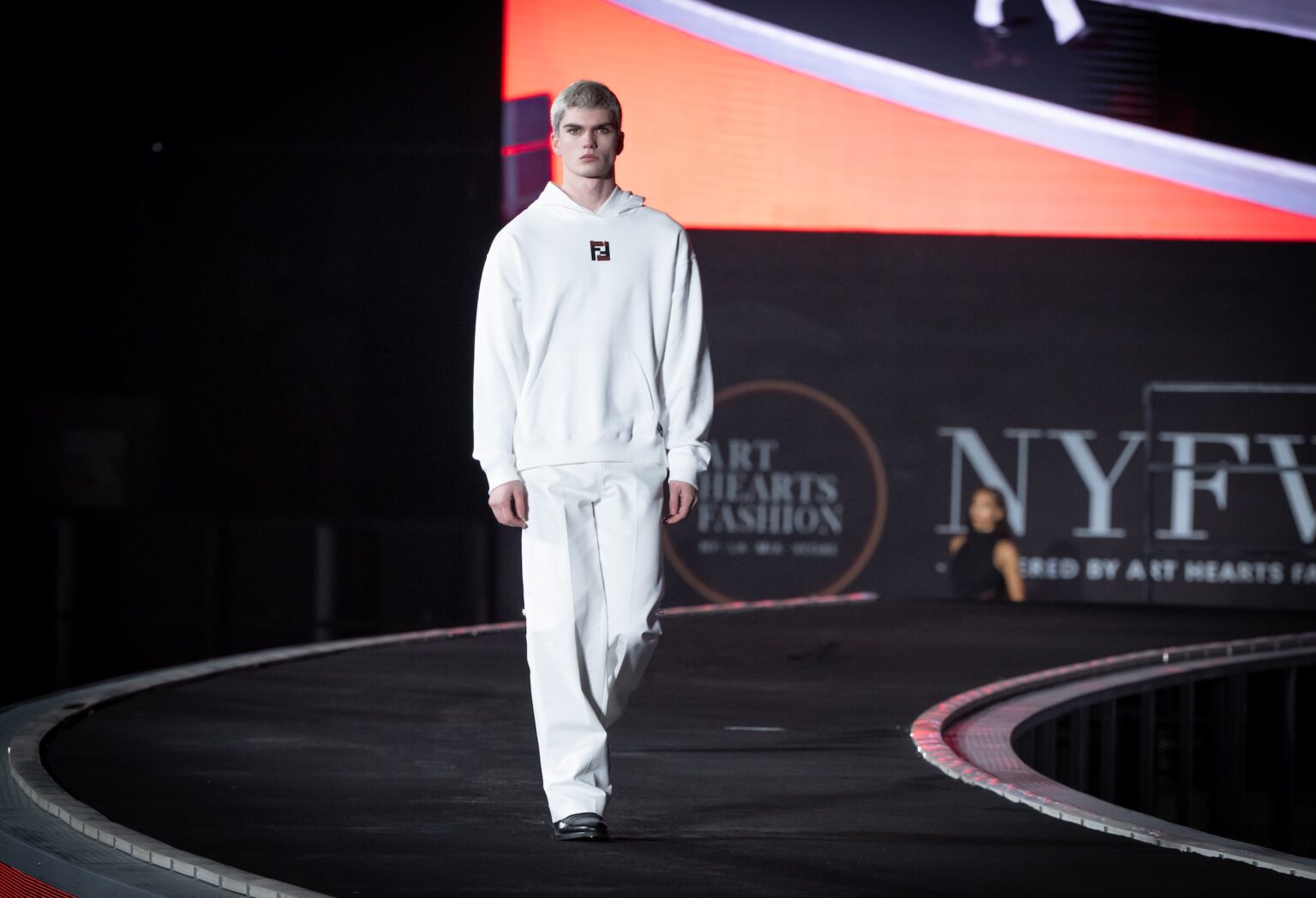 WUXI, CHINA - March 19: Emory Carroll walks the runway at the Fendi Show during Art Hearts Fashion Wuxi China March 19, 2026 at Smile Square Nianhua Bay on March 19, 2026 in Wuxi Jiangsu Province, China. (Photo by Mark Gunter/Getty Images for Art Hearts Fashion)