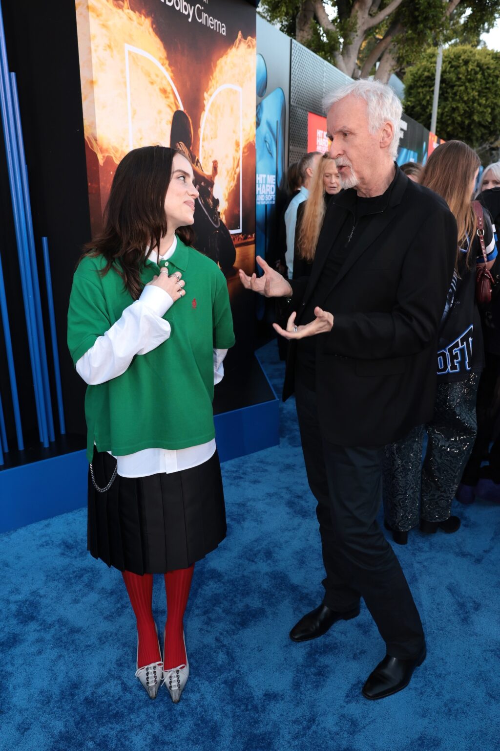 LOS ANGELES, CALIFORNIA - MAY 06: Billie Eilish (L) and James Cameron attend the "Billie Eilish Hit Me Hard and Soft: The Tour Live in 3D" US Premiere at the Historic Village Theatre on May 06, 2026, in Los Angeles, California. (Photo by Eric Charbonneau/Getty Images for Paramount Pictures)
