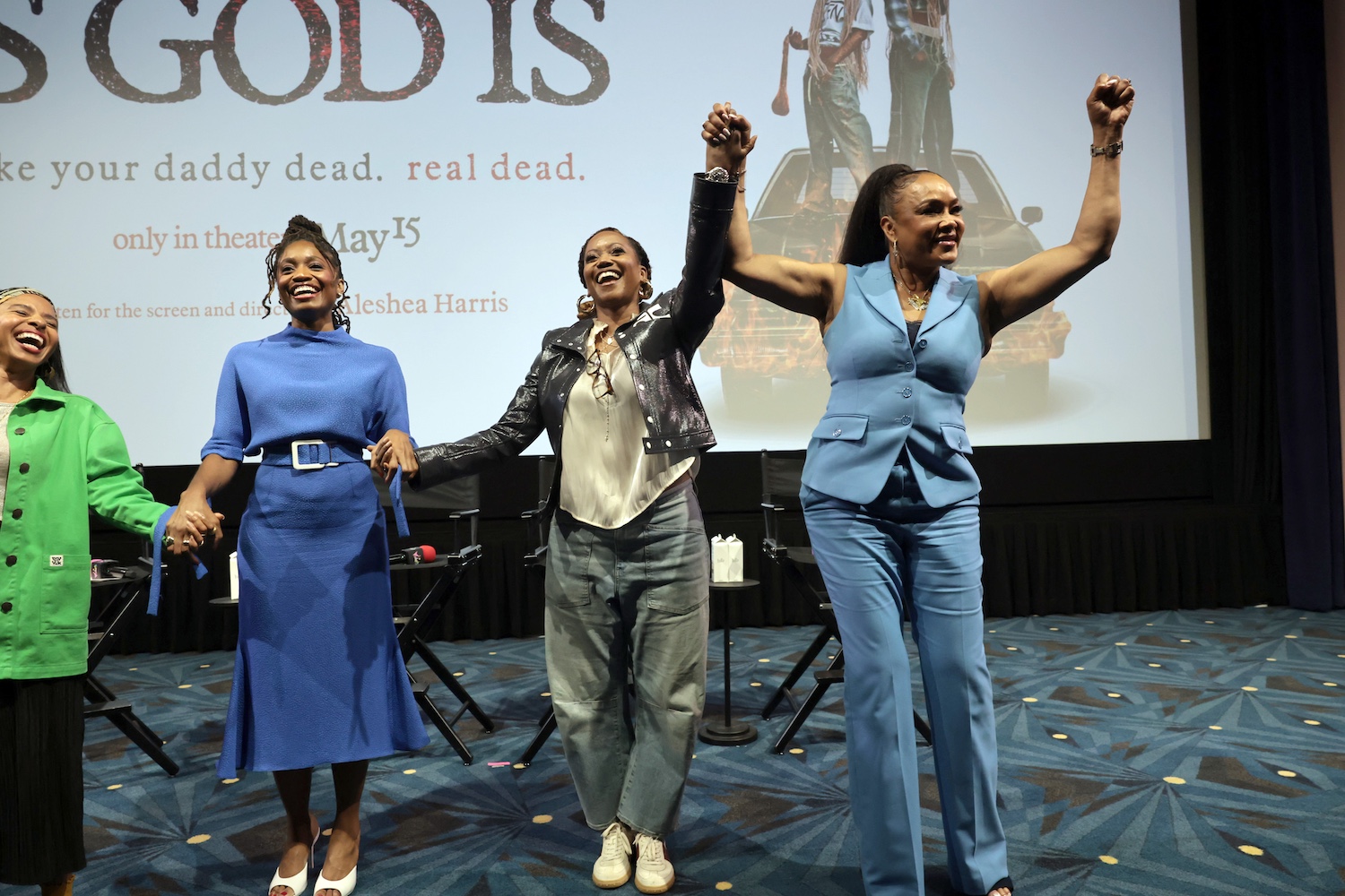 LOS ANGELES, CALIFORNIA - MAY 11: Aleshea Harris, Erika Alexander and Vivica A. Fox seen at Orion Pictures & Amazon MGM Studios' "Is God Is" Special Screening at Vidiots on May 11, 2026 in Los Angeles, California. (Photo by Eric Charbonneau/Orion Pictures via Getty Images)