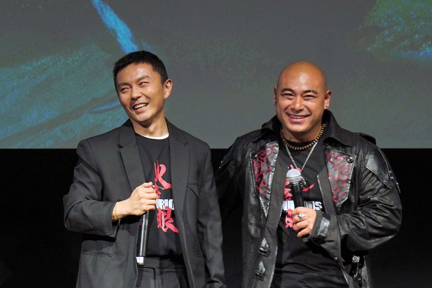 HOLLYWOOD, CALIFORNIA - MAY 28: (L-R) Xie Miao and Brian Le speaks onstage during "The Furious" Special Screening at Hollywood Post 43 - American Legion on May 28, 2026 in Hollywood, California. (Photo by Gonzalo Marroquin/Getty Images for Lionsgate)