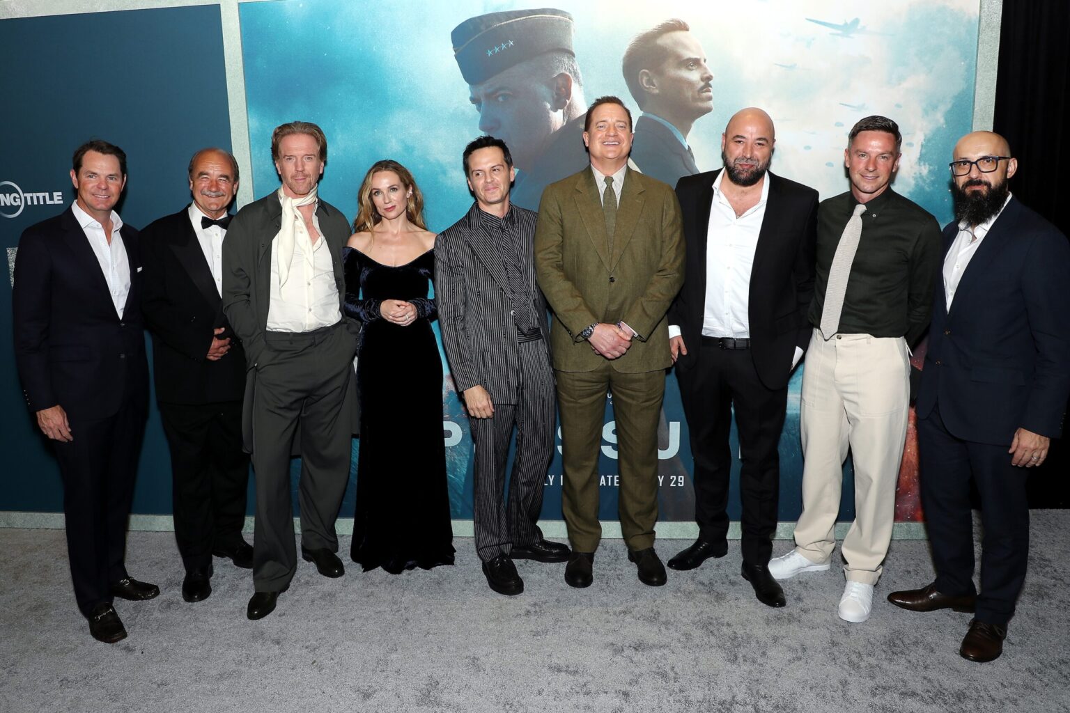 New York, New York - 5/26/26 - L-R) Jason Cassidy (Focus Features marketing chief), David Haig, Damian Lewis, Kerry Condon, Andrew Scott, Brendan Fraser, Anthony Maras (Director), Lucas Webb (Producer) and Peter Kujawski (Chairman of Focus Features) attends the World Premiere of Focus Features’ “PRESSURE” - PICTURED: L-R) Jason Cassidy (Focus Features marketing chief), David Haig, Damian Lewis, Kerry Condon, Andrew Scott, Brendan Fraser, Anthony Maras (Director), Lucas Webb (Producer) and Peter Kujawski (Chairman of Focus Features) - PHOTO by: Marion Curtis / StarPix for Focus Features - Location: AMC Lincoln Square