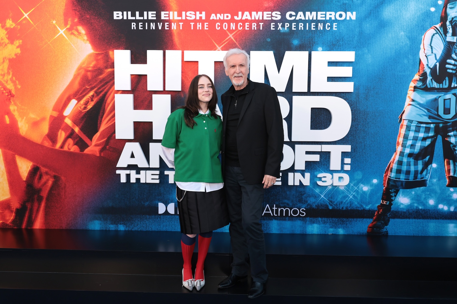 LOS ANGELES, CALIFORNIA - MAY 06: Billie Eilish (L) and James Cameron attend the "Billie Eilish Hit Me Hard and Soft: The Tour Live in 3D" US Premiere at the Historic Village Theatre on May 06, 2026, in Los Angeles, California. (Photo by Eric Charbonneau/Getty Images for Paramount Pictures)