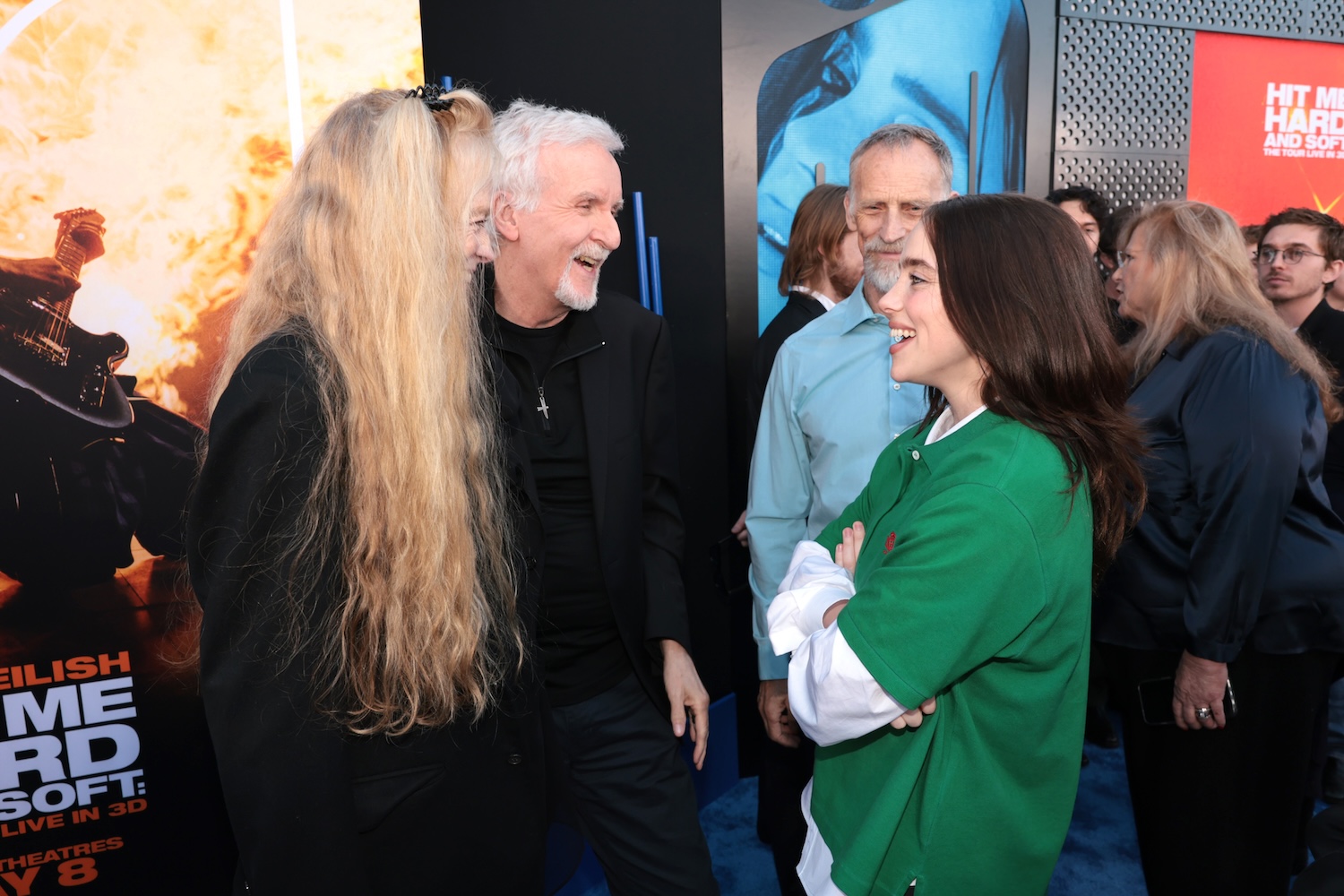 LOS ANGELES, CALIFORNIA - MAY 06: (L-R) Suzy Amis Cameron, James Cameron and Billie Eilish attend the "Billie Eilish Hit Me Hard and Soft: The Tour Live in 3D" US Premiere at the Historic Village Theatre on May 06, 2026, in Los Angeles, California. (Photo by Eric Charbonneau/Getty Images for Paramount Pictures)