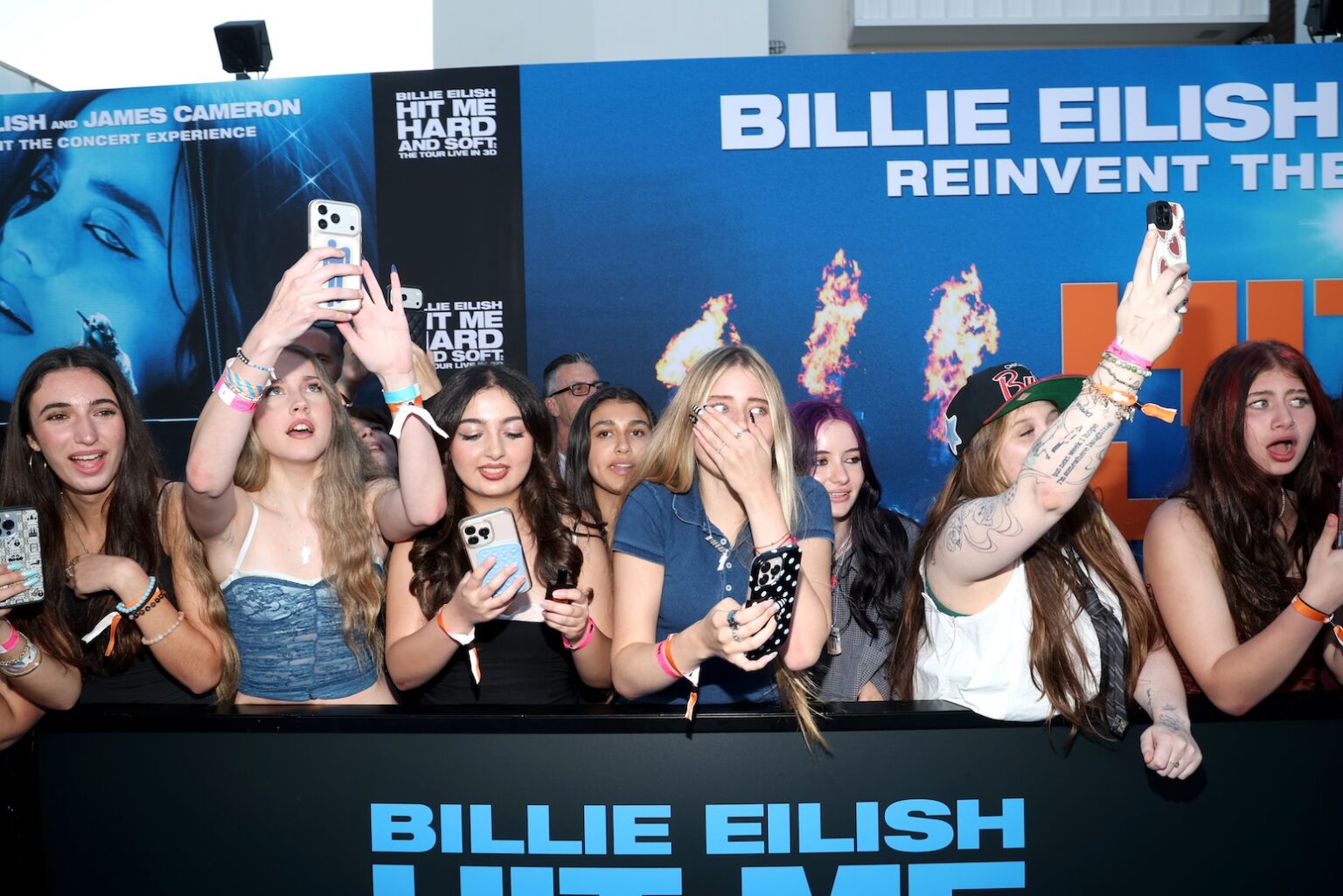 LOS ANGELES, CALIFORNIA - MAY 06: Fans attend the "Billie Eilish Hit Me Hard and Soft: The Tour Live in 3D" US Premiere at the Historic Village Theatre on May 06, 2026, in Los Angeles, California. (Photo by Phillip Faraone/Getty Images for Paramount Pictures)