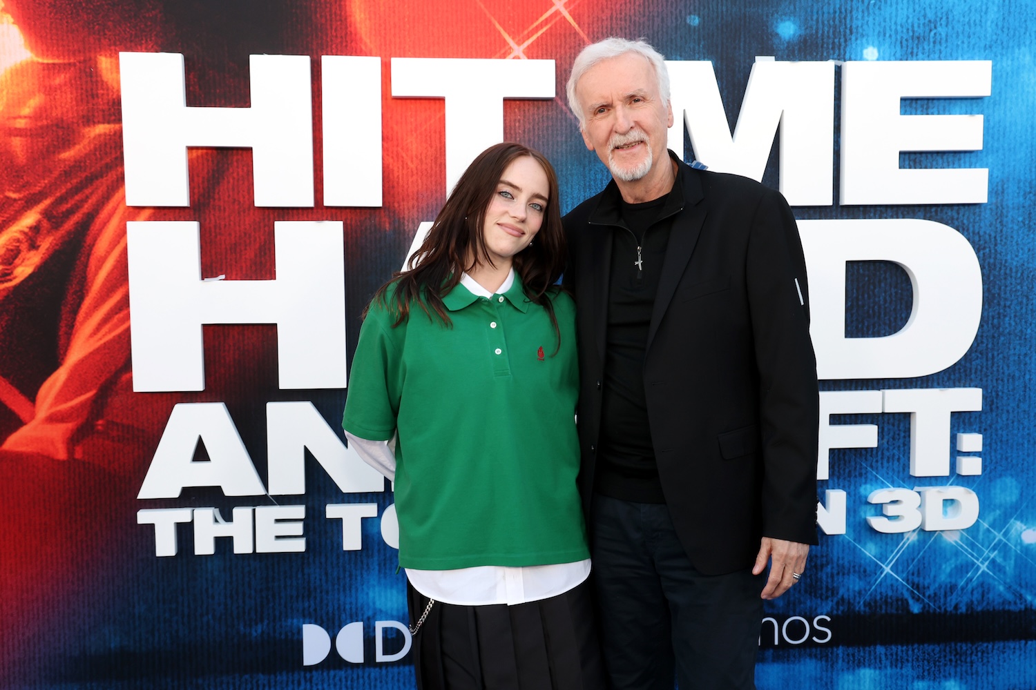 LOS ANGELES, CALIFORNIA - MAY 06: (L-R) Billie Eilish and James Cameron attend the "Billie Eilish Hit Me Hard and Soft: The Tour Live in 3D" US Premiere at the Historic Village Theatre on May 06, 2026, in Los Angeles, California. (Photo by Phillip Faraone/Getty Images for Paramount Pictures)