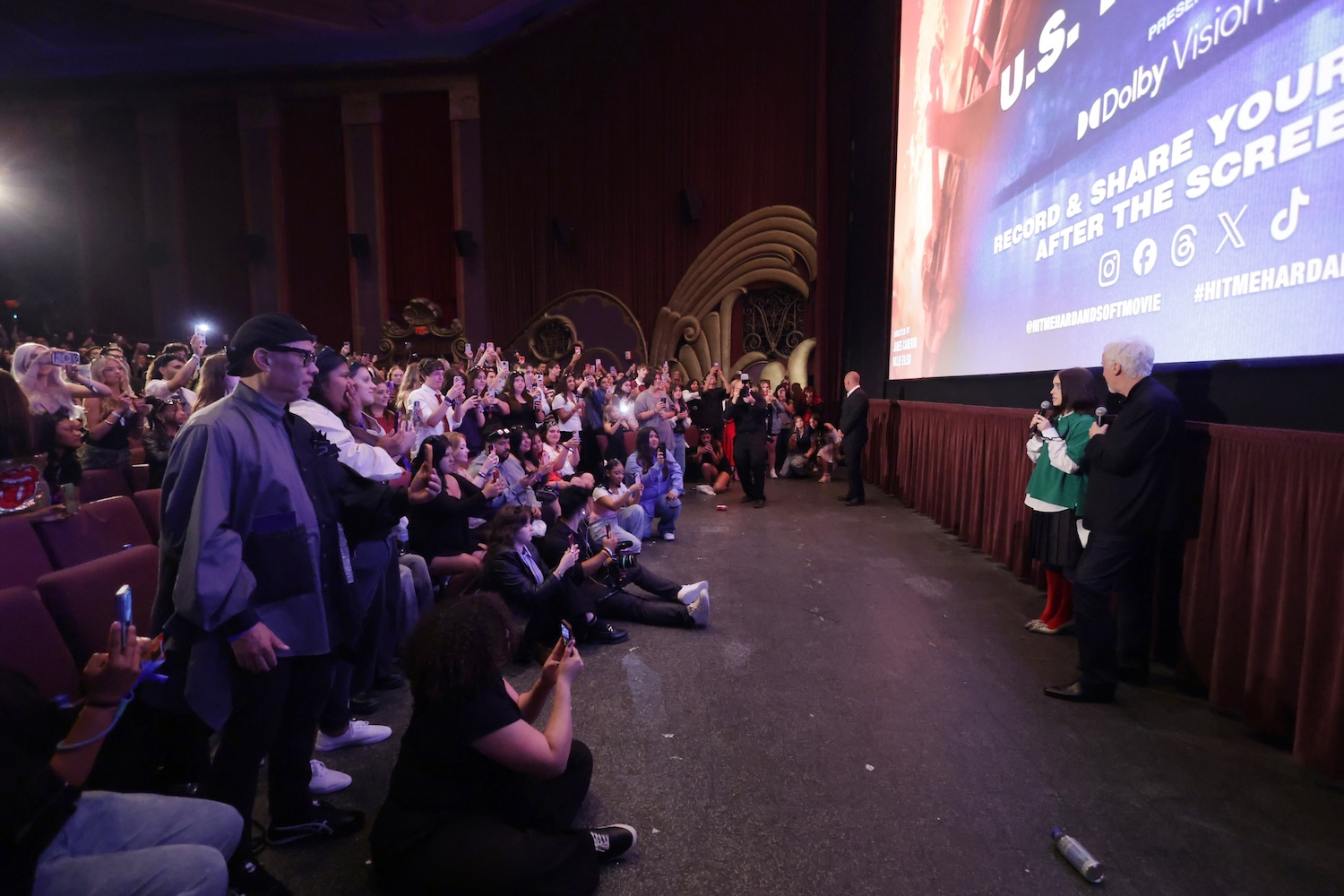 LOS ANGELES, CALIFORNIA - MAY 06: Billie Eilish (L) and James Cameron attend the "Billie Eilish Hit Me Hard and Soft: The Tour Live in 3D" US Premiere at the Historic Village Theatre on May 06, 2026, in Los Angeles, California. (Photo by Eric Charbonneau/Getty Images for Paramount Pictures)
