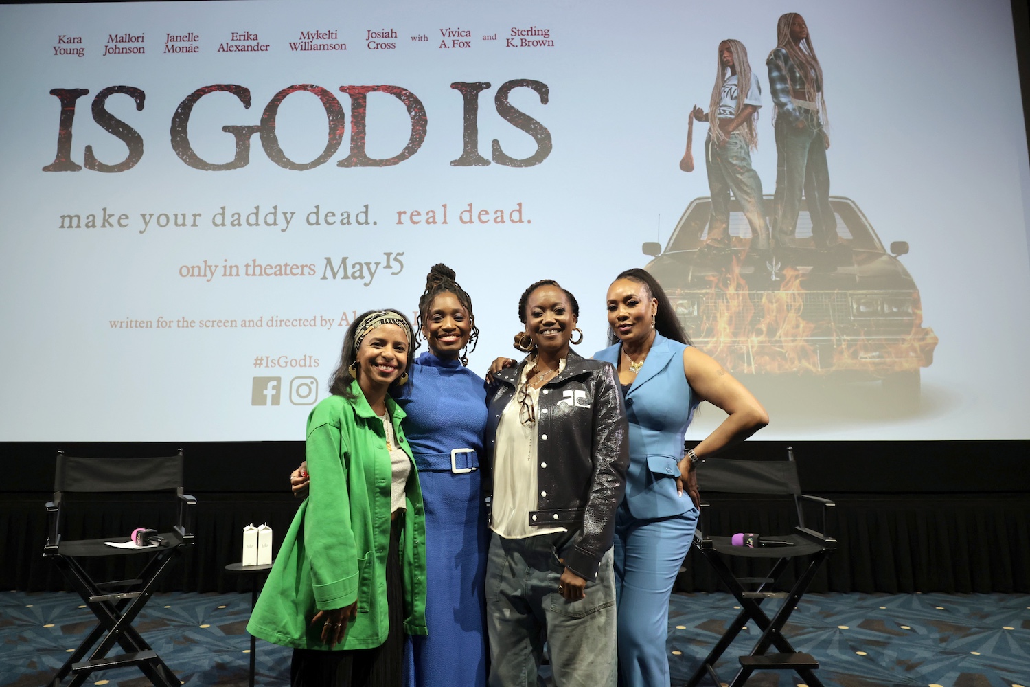 LOS ANGELES, CALIFORNIA - MAY 11: Aleshea Harris, Erika Alexander and Vivica A. Fox seen at Orion Pictures & Amazon MGM Studios' "Is God Is" Special Screening at Vidiots on May 11, 2026 in Los Angeles, California. (Photo by Eric Charbonneau/Orion Pictures via Getty Images)