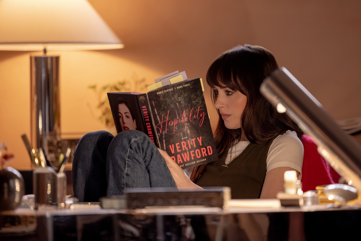 Dakota Johnson stars as Lowen Ashleigh in director Michael Showalter's VERITY, from Amazon MGM Studios. Photo credit: Alisha Wetherill © 2026 Amazon Content Services LLC. All Rights Reserved.